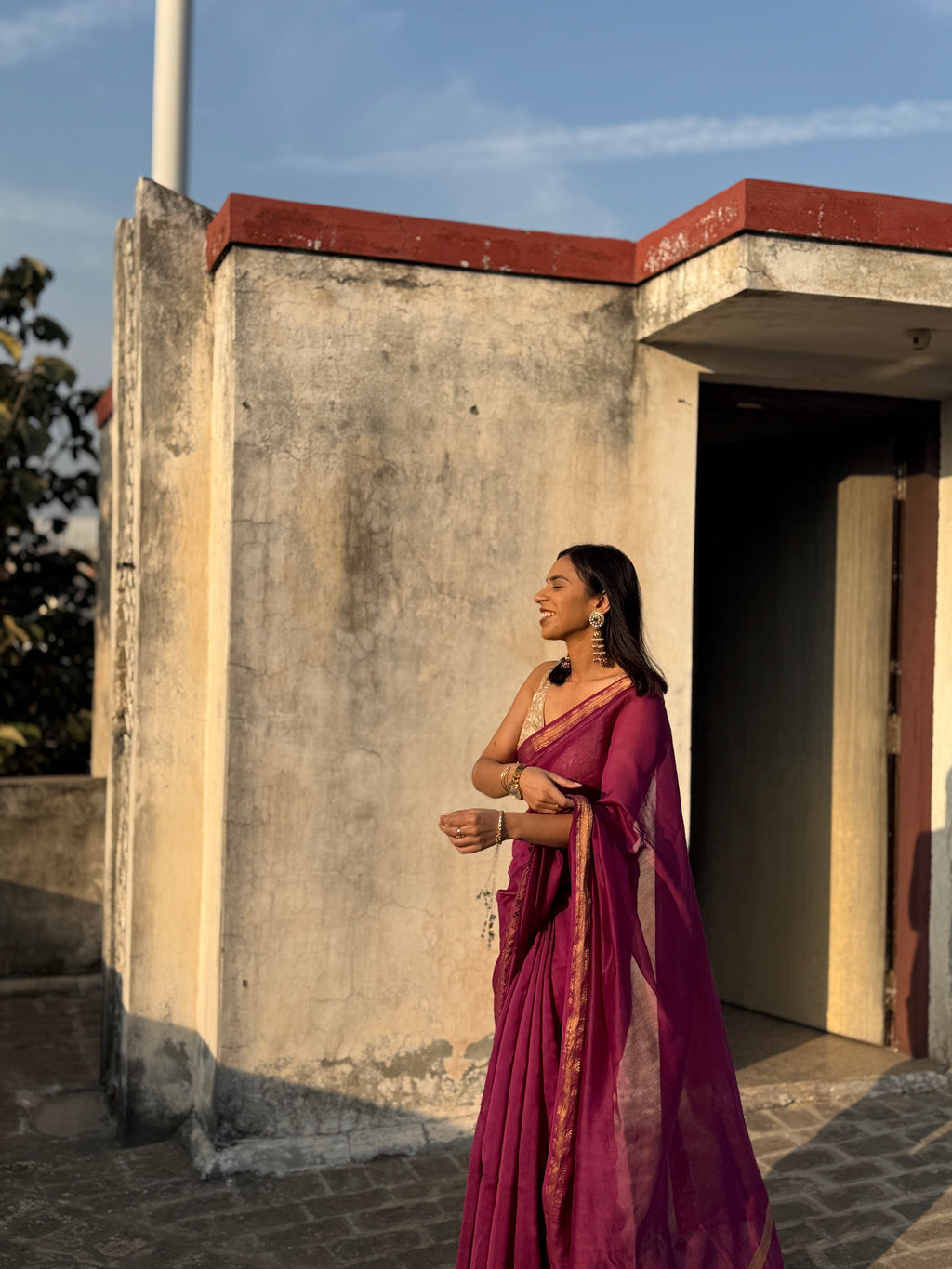 Nazaara | Purple Cotton Silk Saree