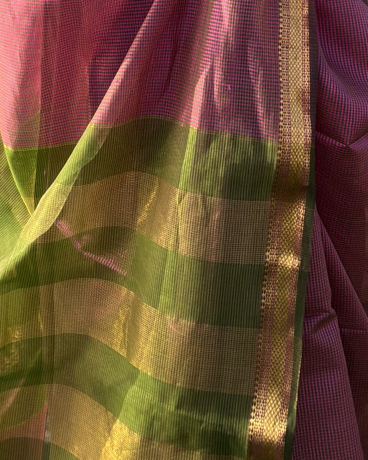 Kishmish | Pink Maheshwari Checks Saree