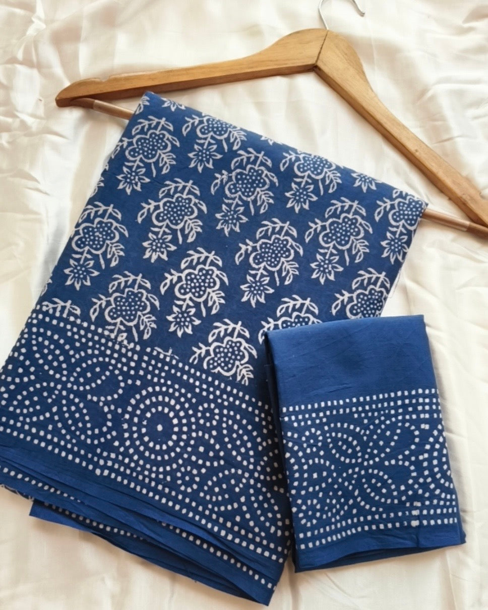 Nisha | Hand Block Printed Cotton Saree