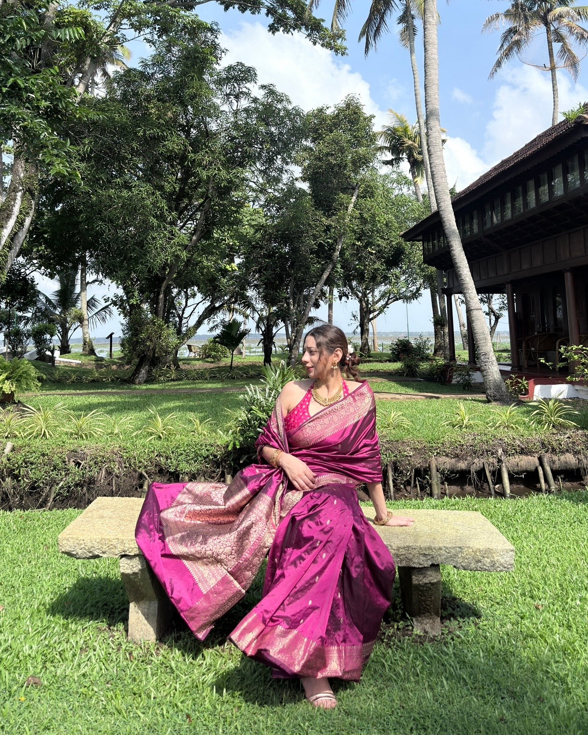 Niloufer | Plum Handloom Banarasi Katan Silk Saree