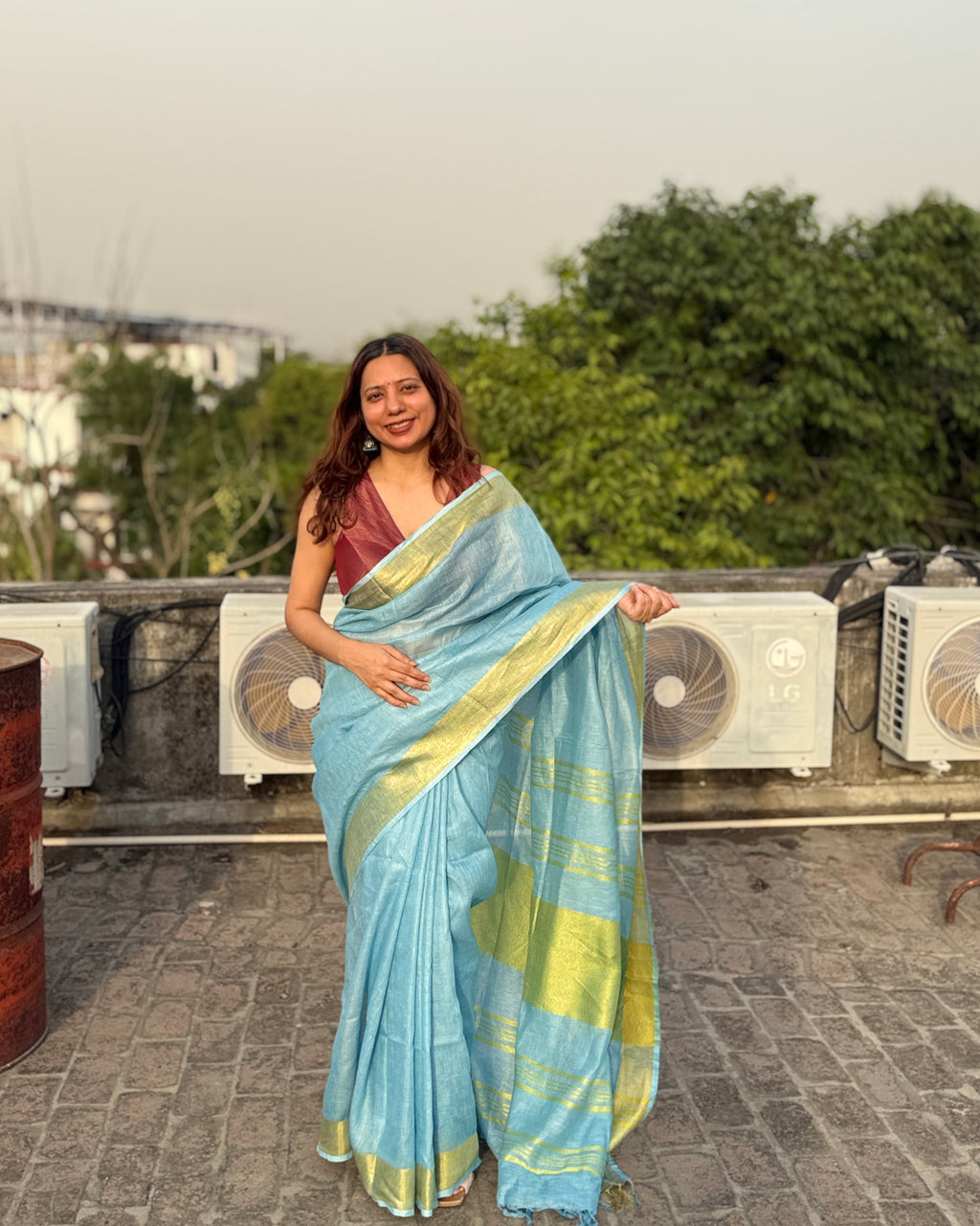 Sorbet | Blue Linen Saree