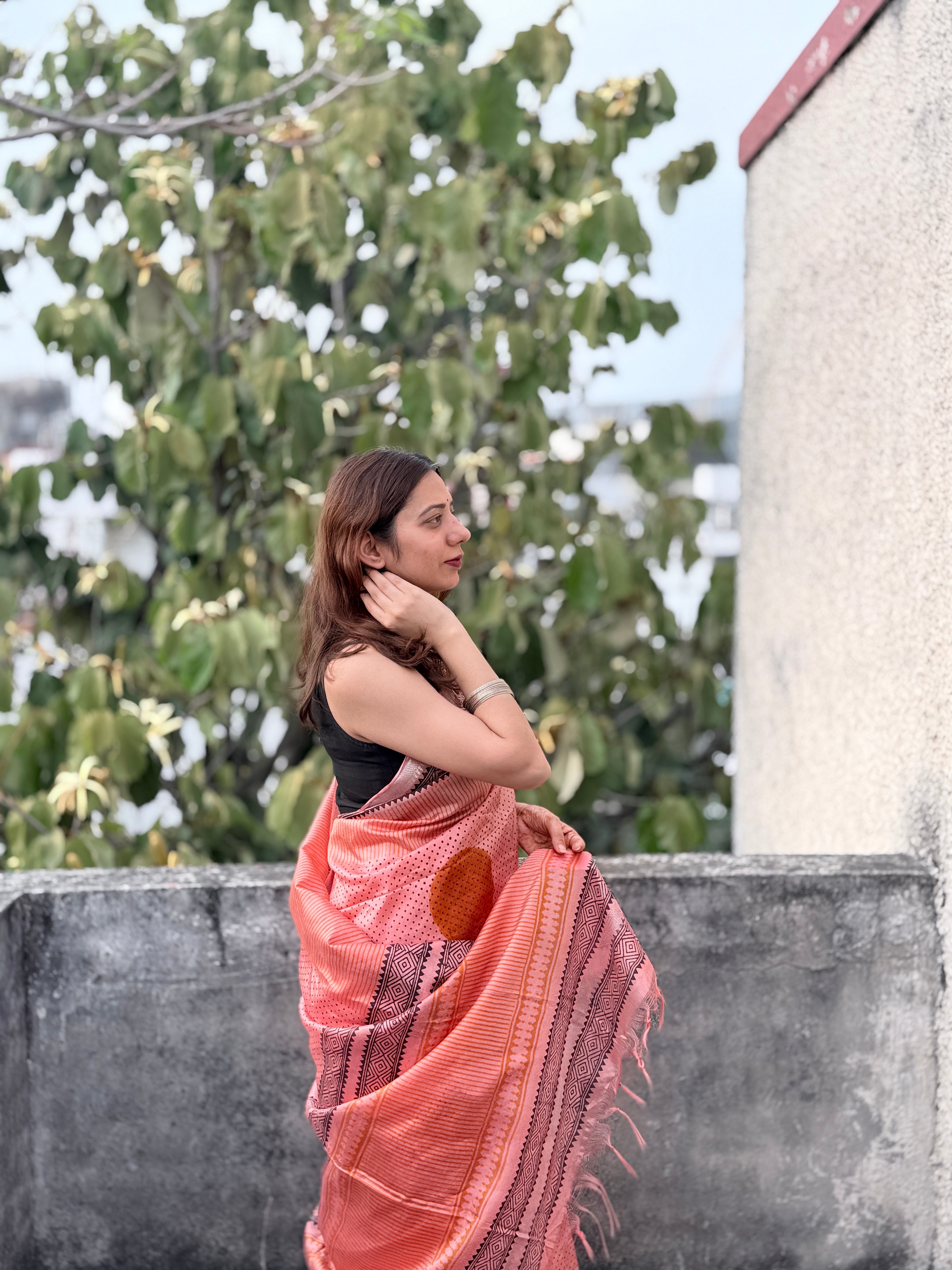 Nisarg | Pink Banana Silk Saree