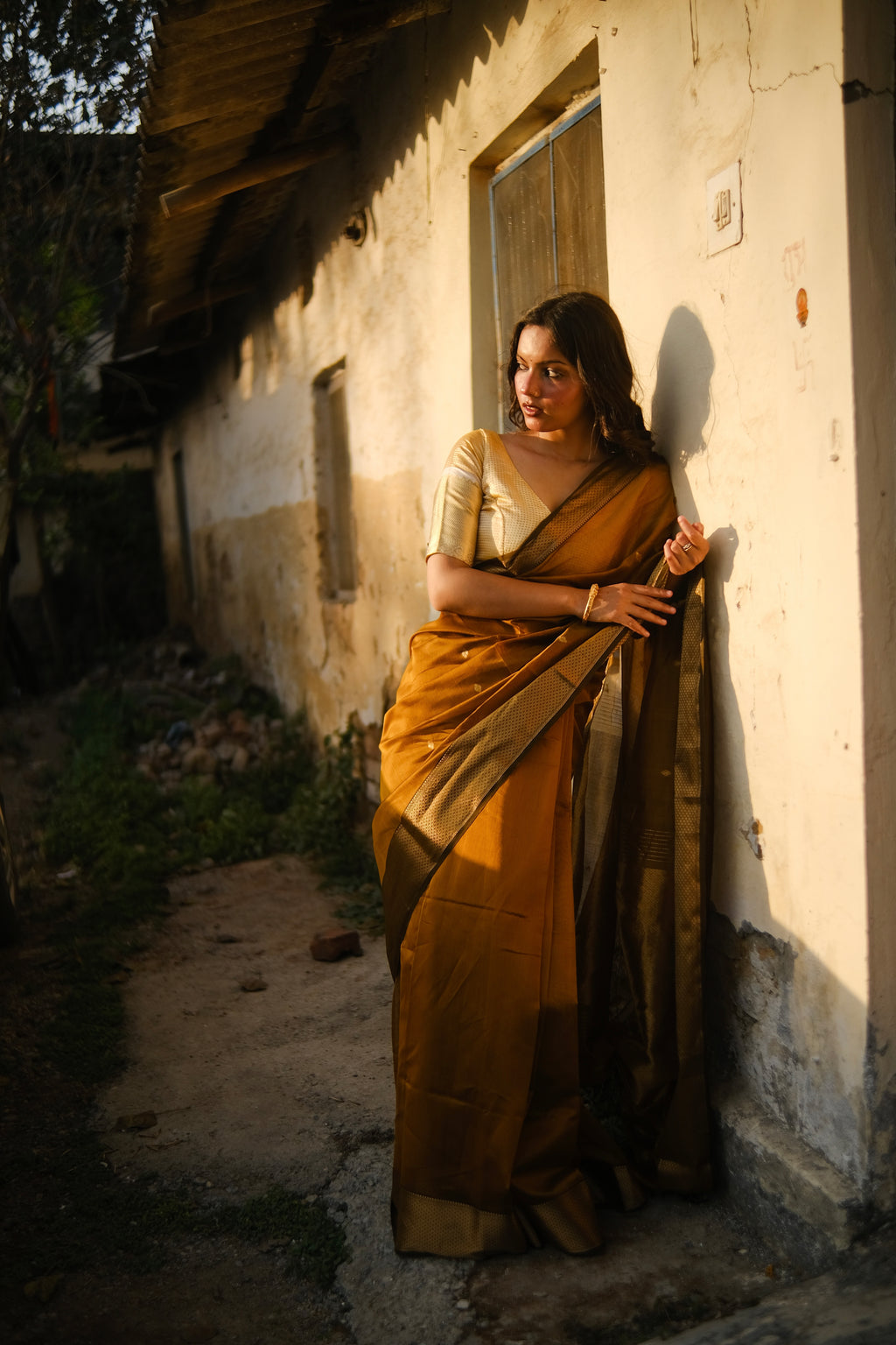 Surajmukhi | Mustard Gold Maheshwari Saree