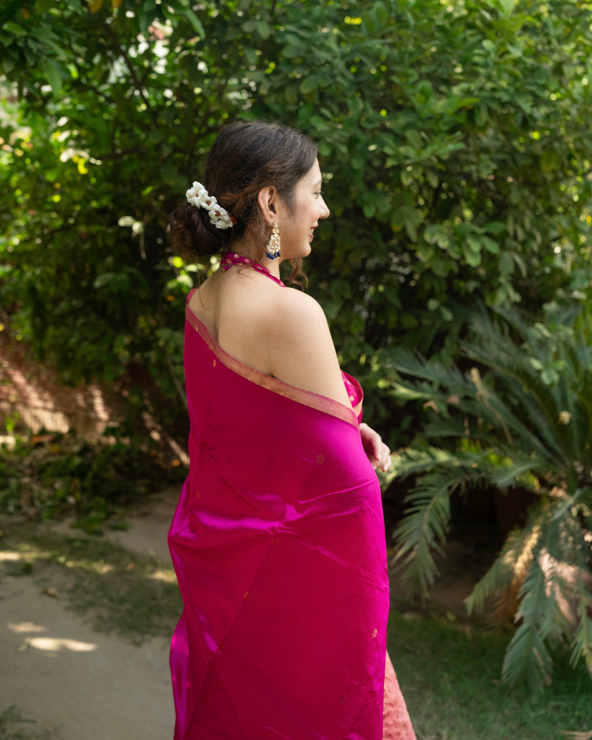 Laila | Rani Pink Chanderi Pattu Silk Saree