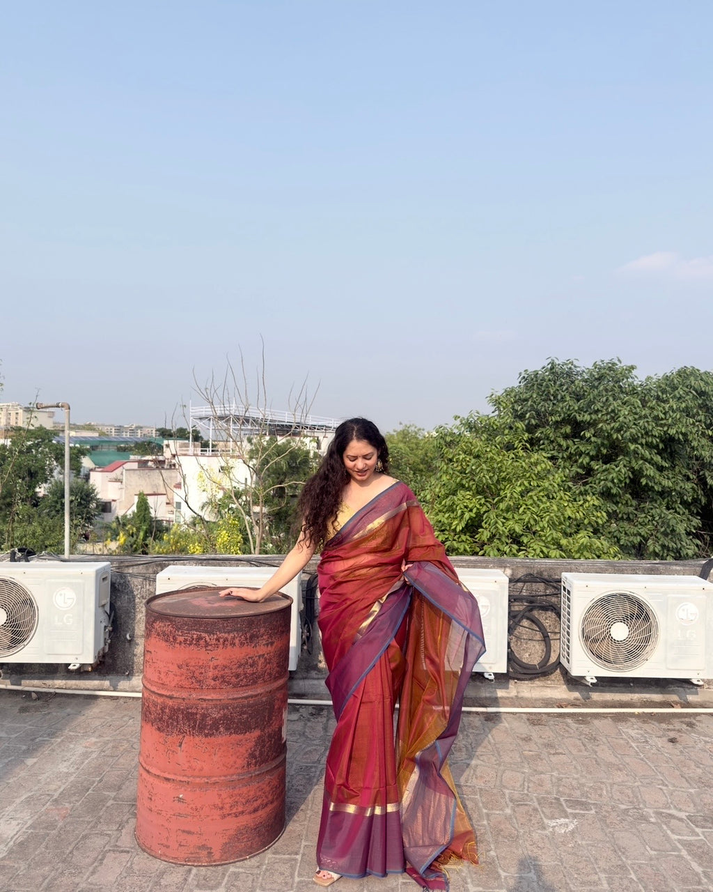 Marigold | Orange Maheshwari Saree