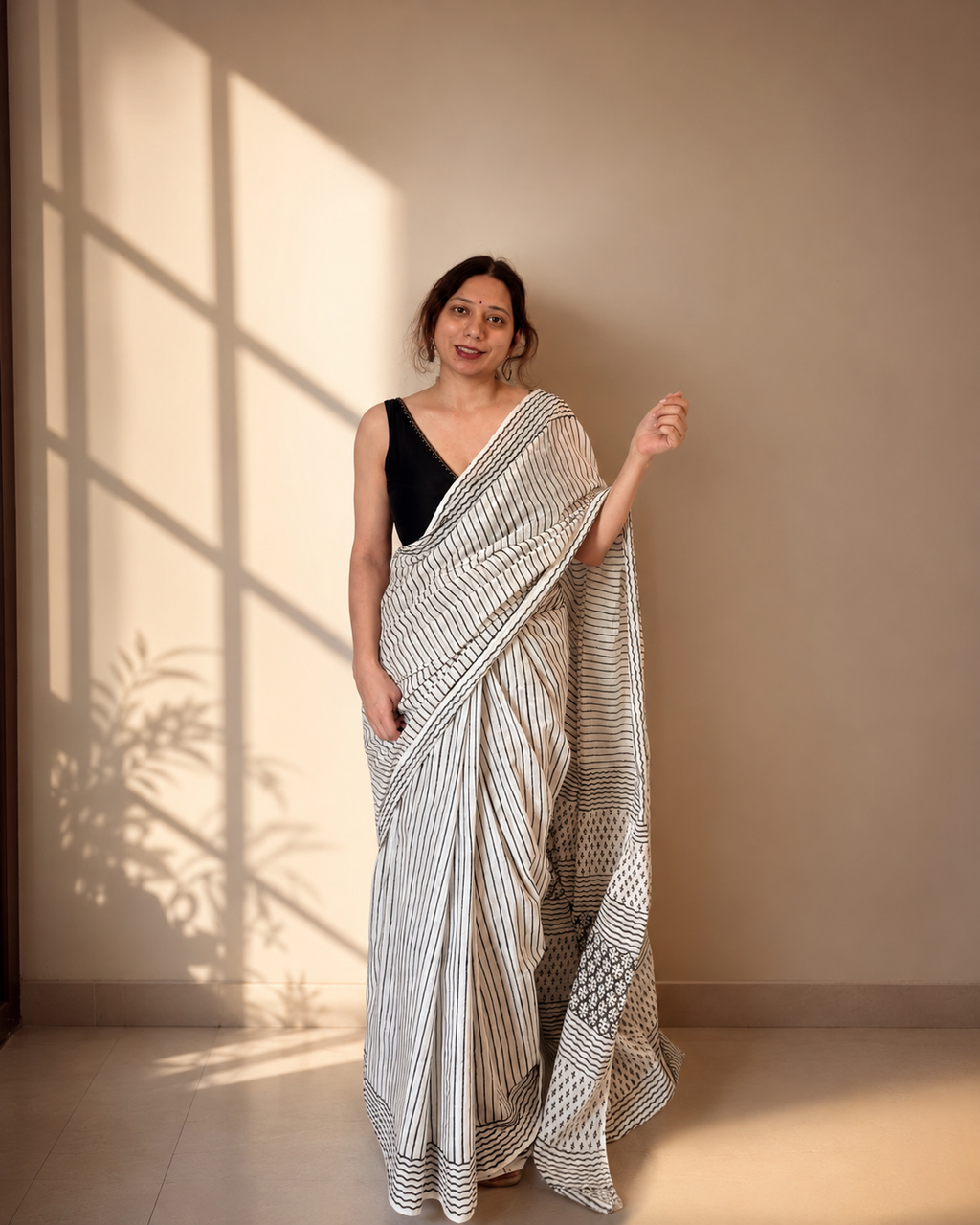 Riya | Hand Block Printed Cotton Saree