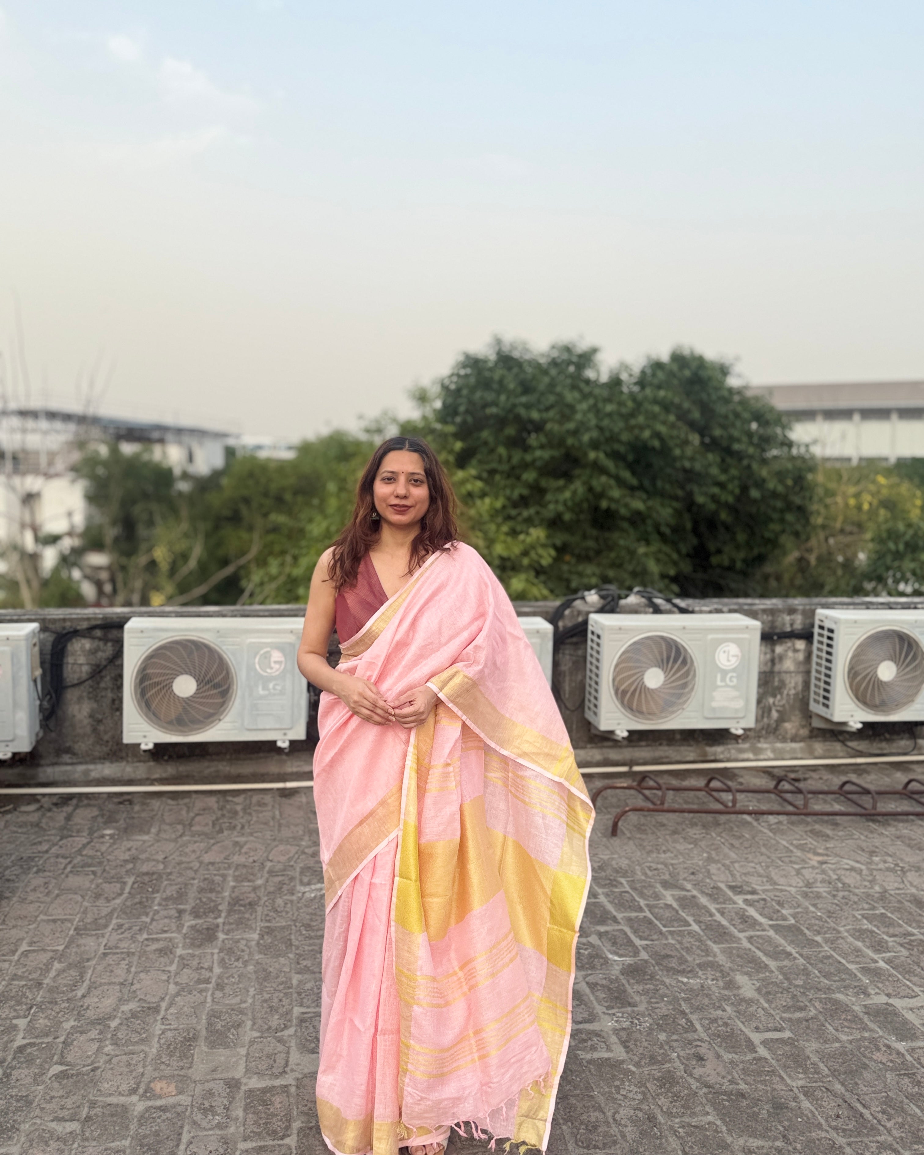 Sorbet | Pink Linen Saree