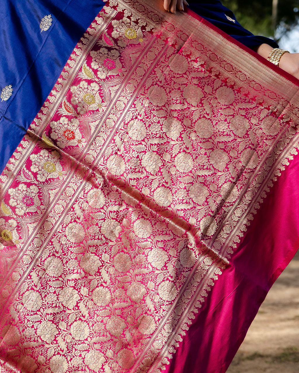 Yamini | Blue Handloom Banarasi Katan Silk Saree