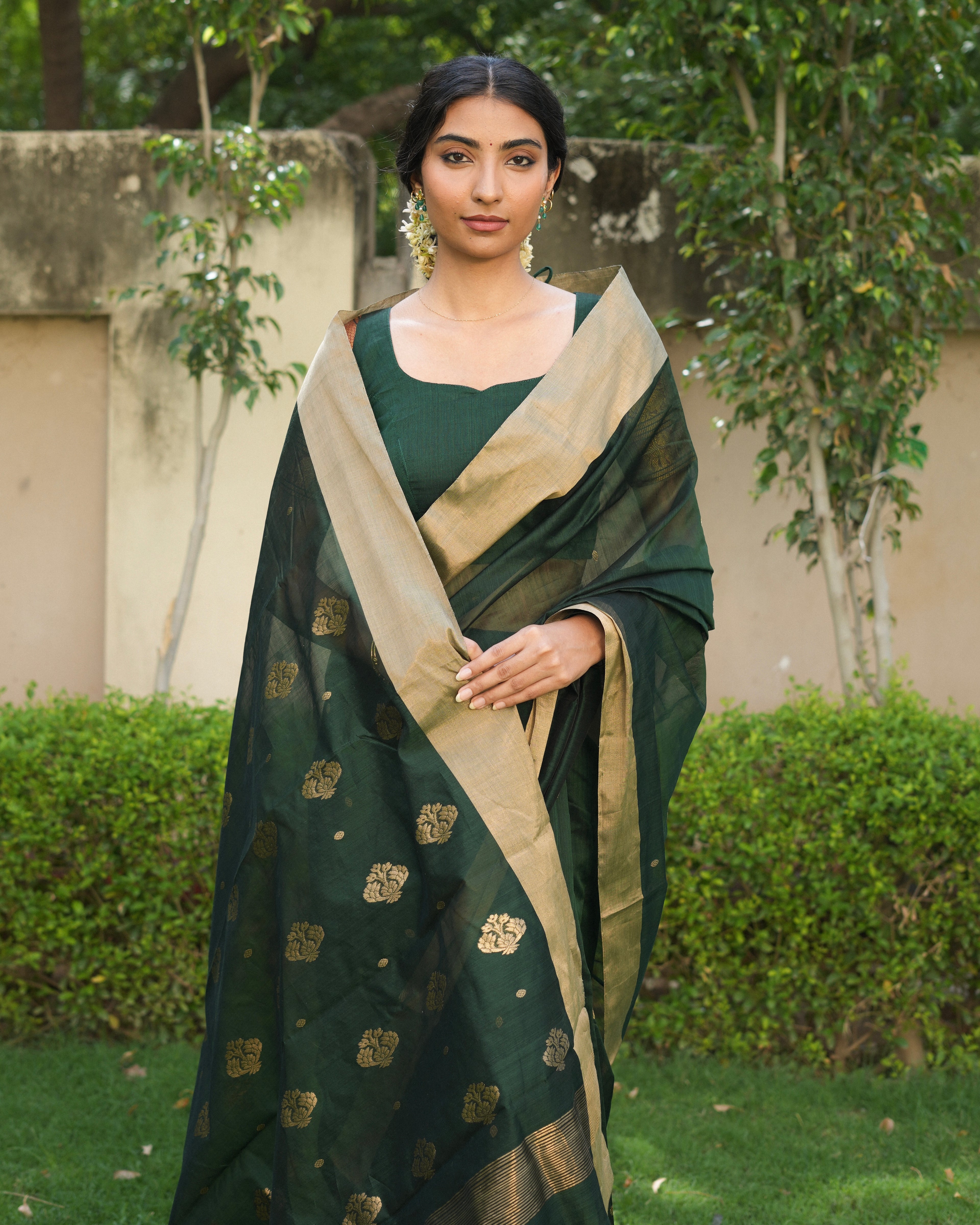 Heena | Green Chanderi Silk Saree