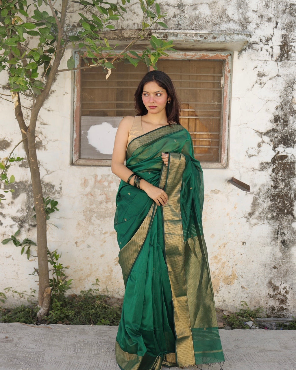 Gulkand | Green Maheshwari Saree