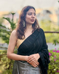 Raina | Black Twill Woven Maheshwari Saree