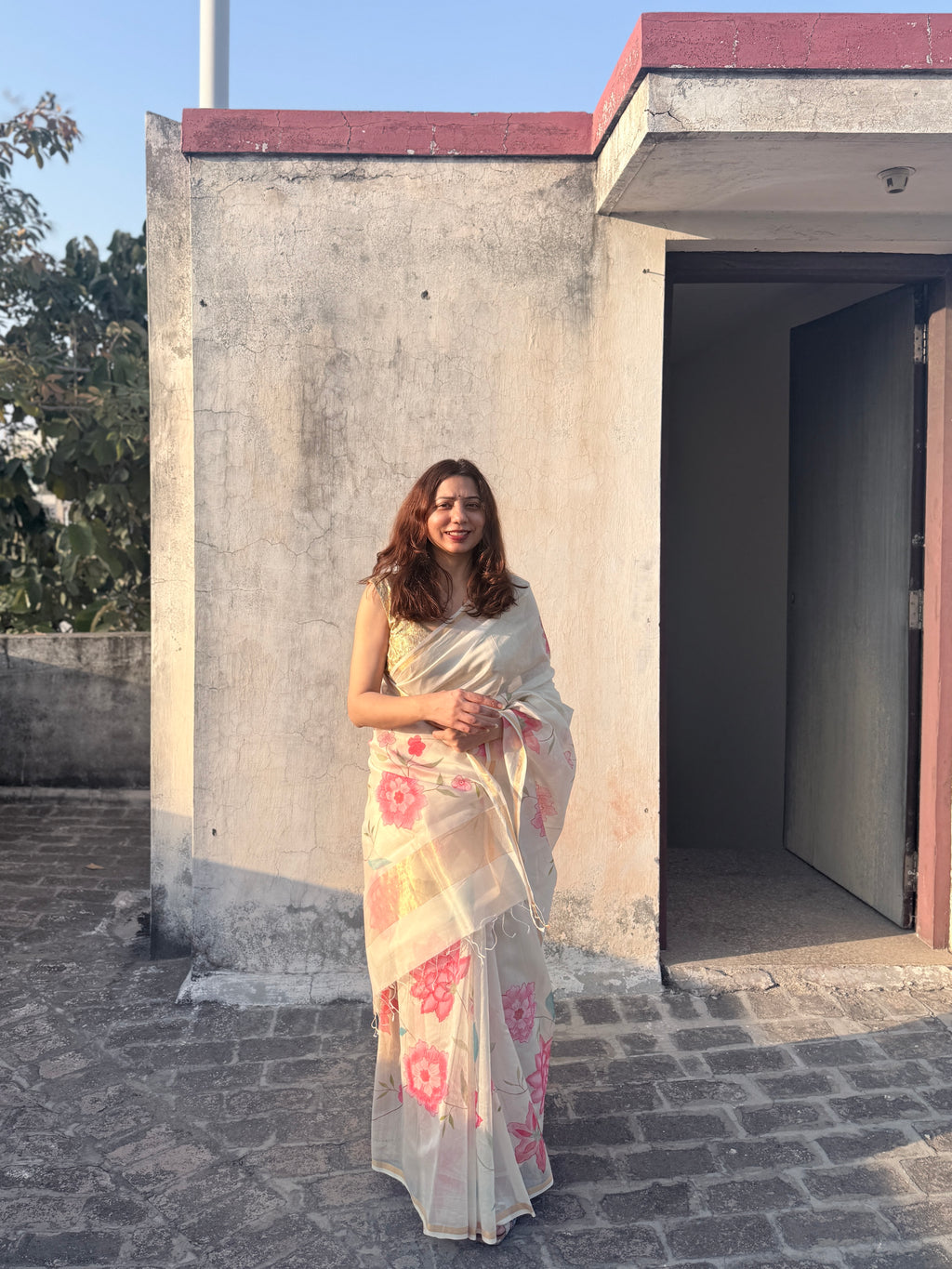 Dahlia | Maheshwari Handpainted Saree