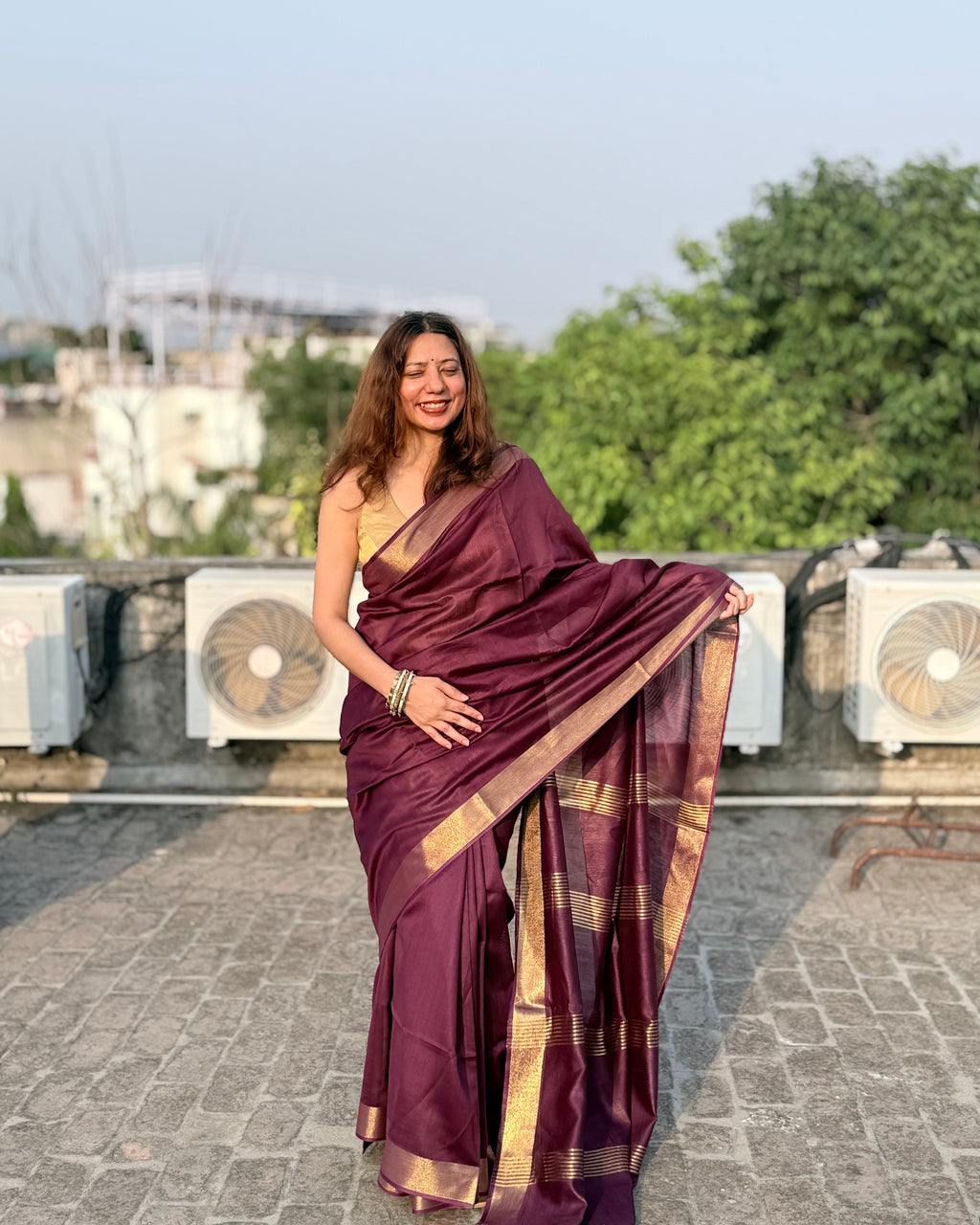 Cherry | Purple Cotton Silk Saree