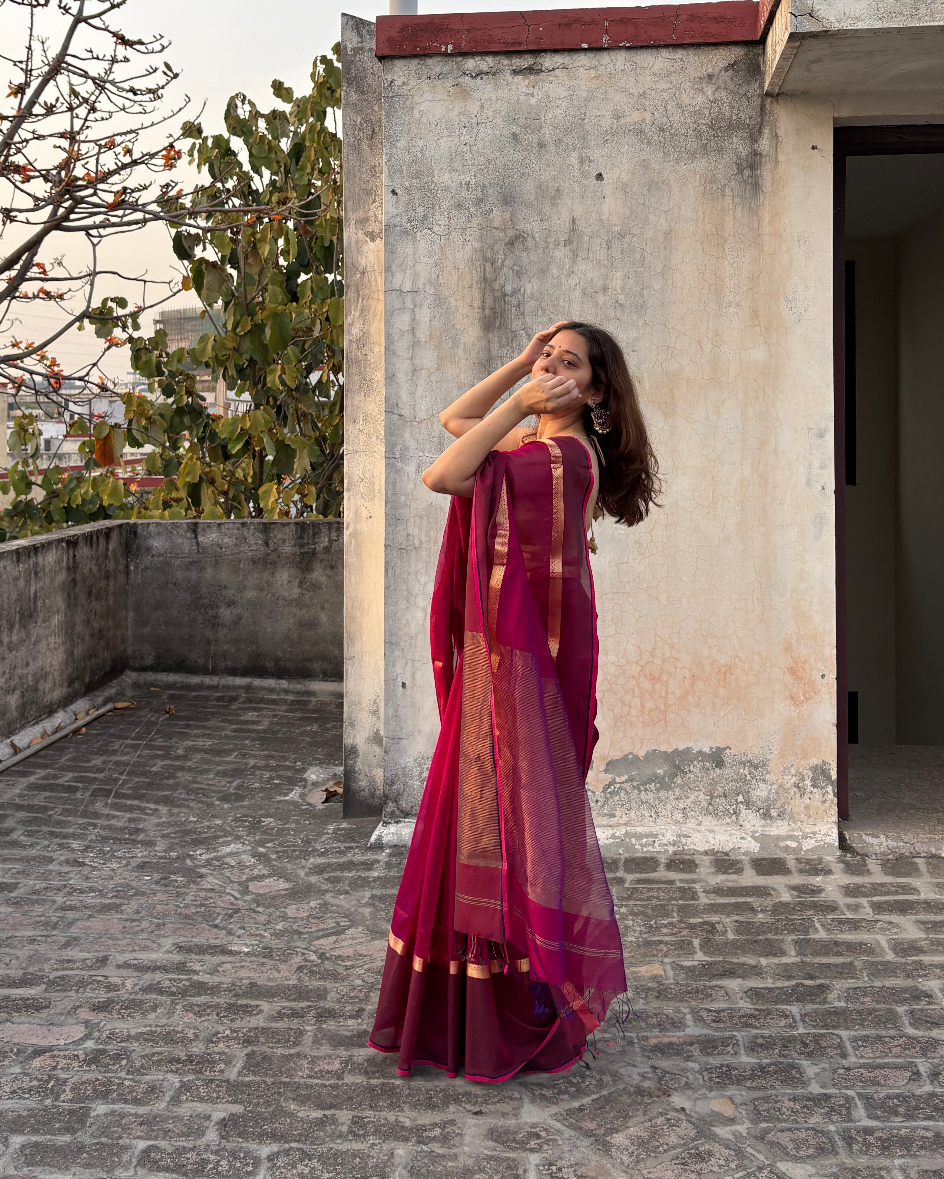 Gulab | Magenta Maheshwari Saree
