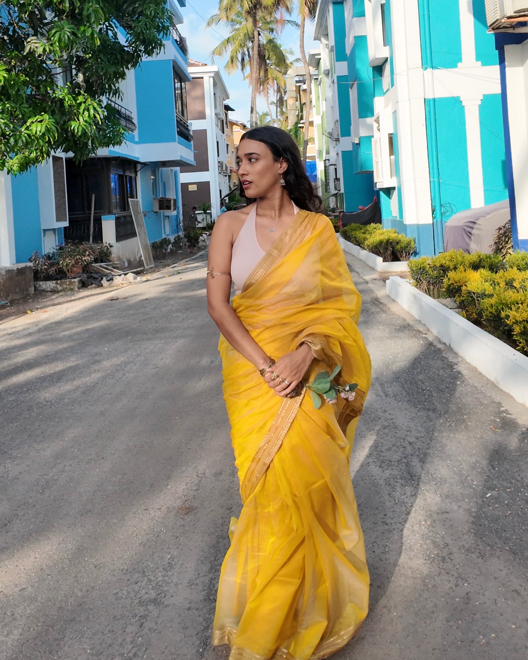 Nimbu | Yellow Maheshwari Saree