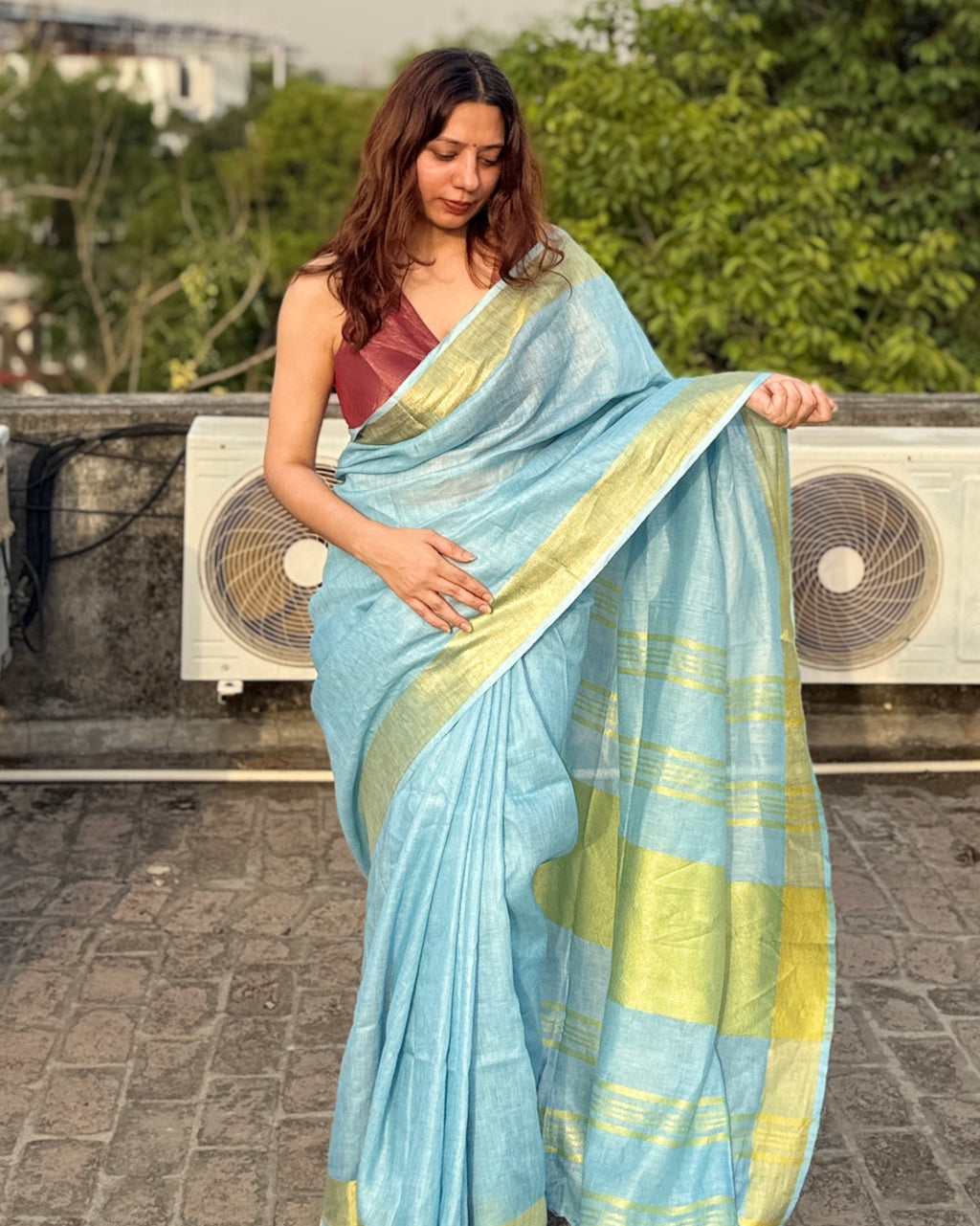Sorbet | Blue Linen Saree