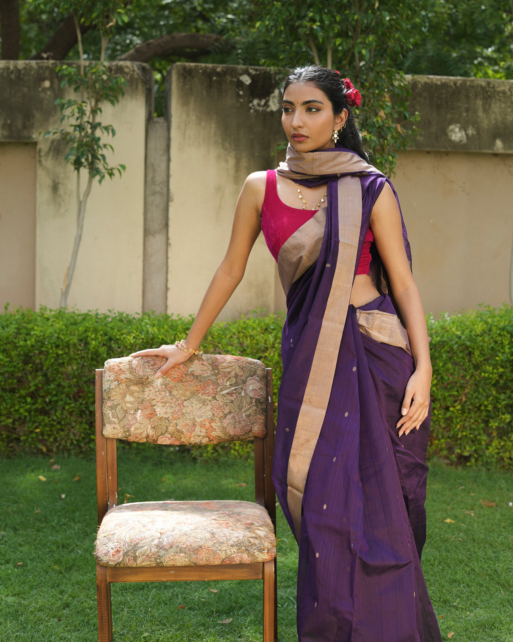 Neelima | Purple Chanderi Silk Saree