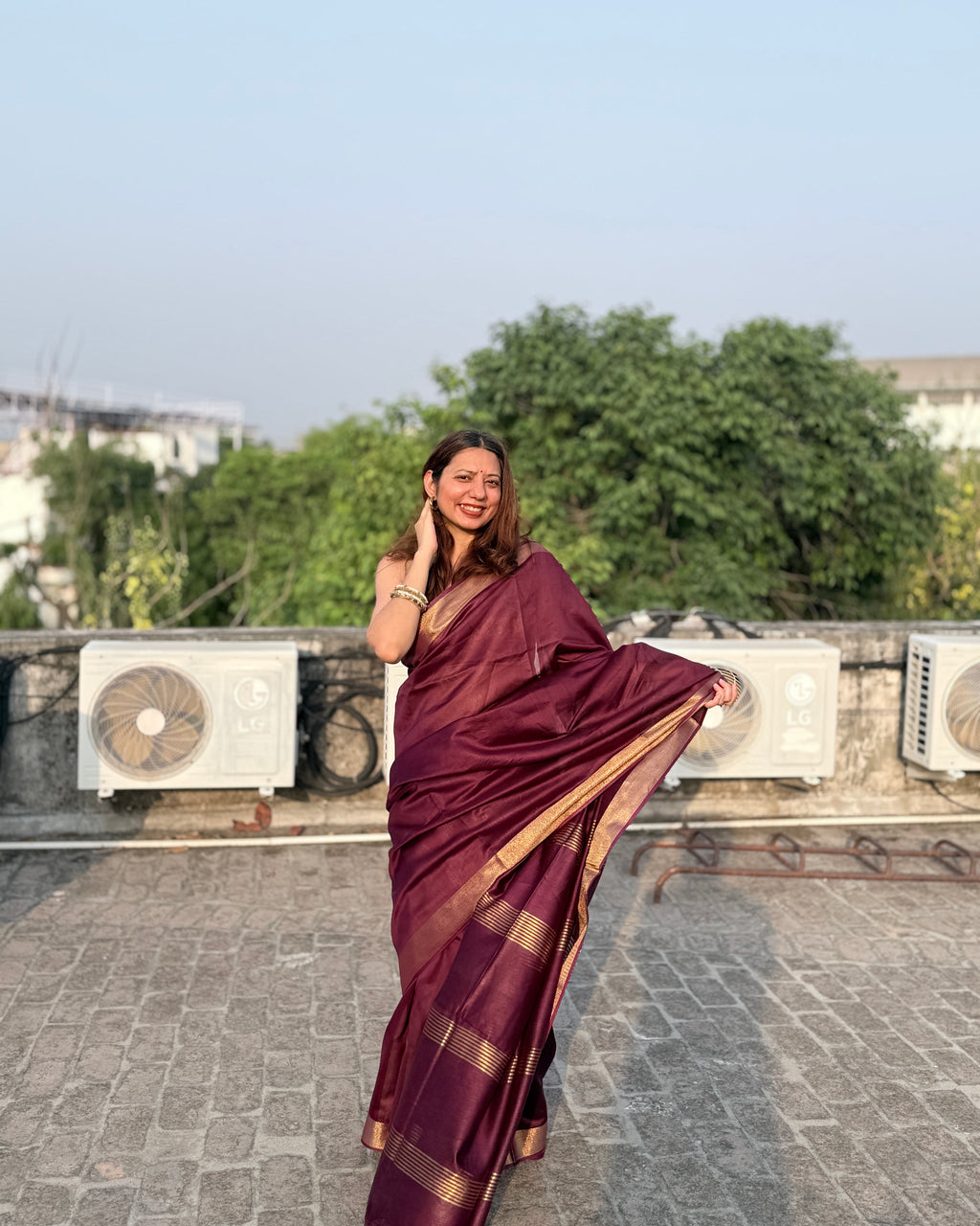 Cherry | Purple Cotton Silk Saree