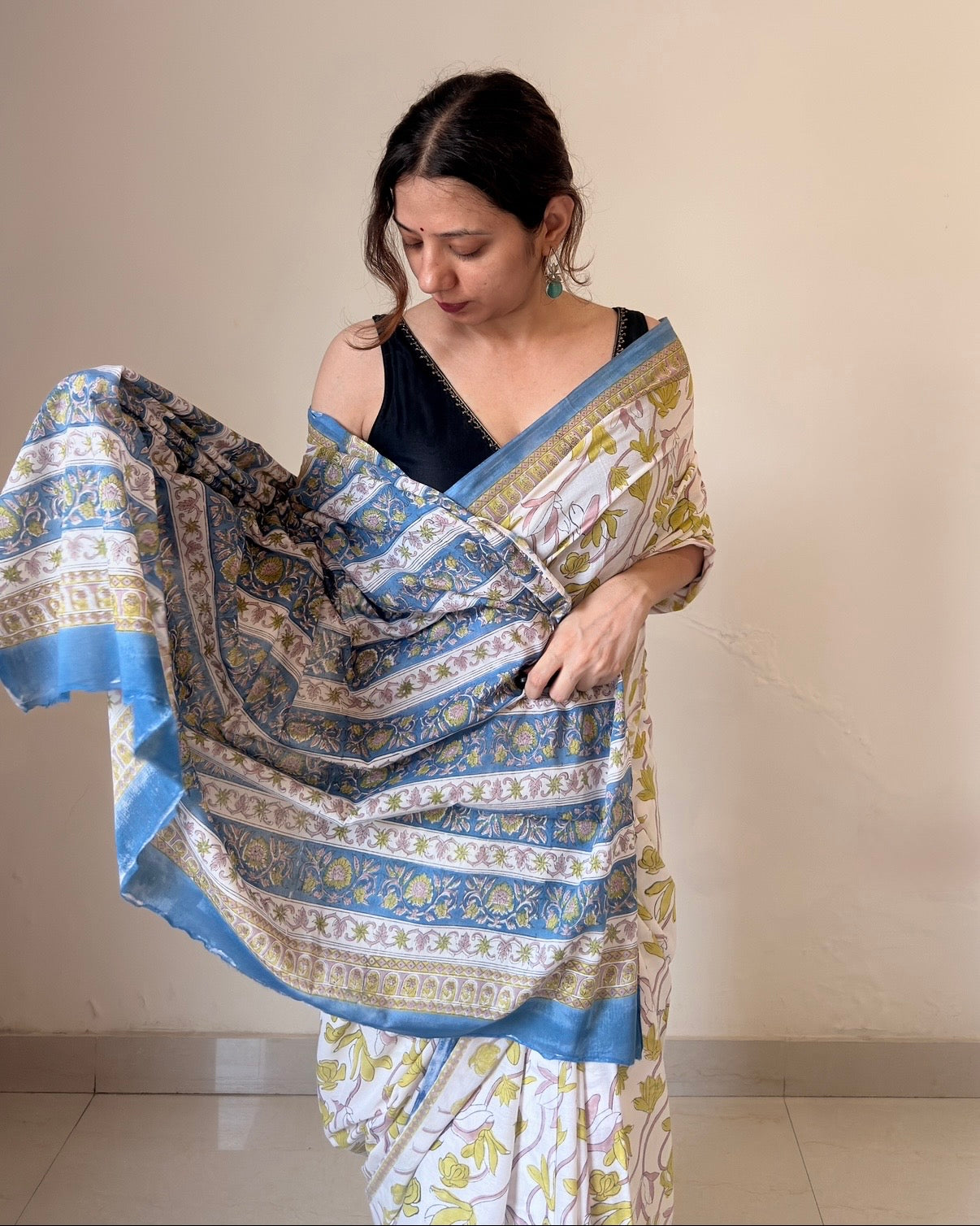 Dia | Hand Block Printed Cotton Saree