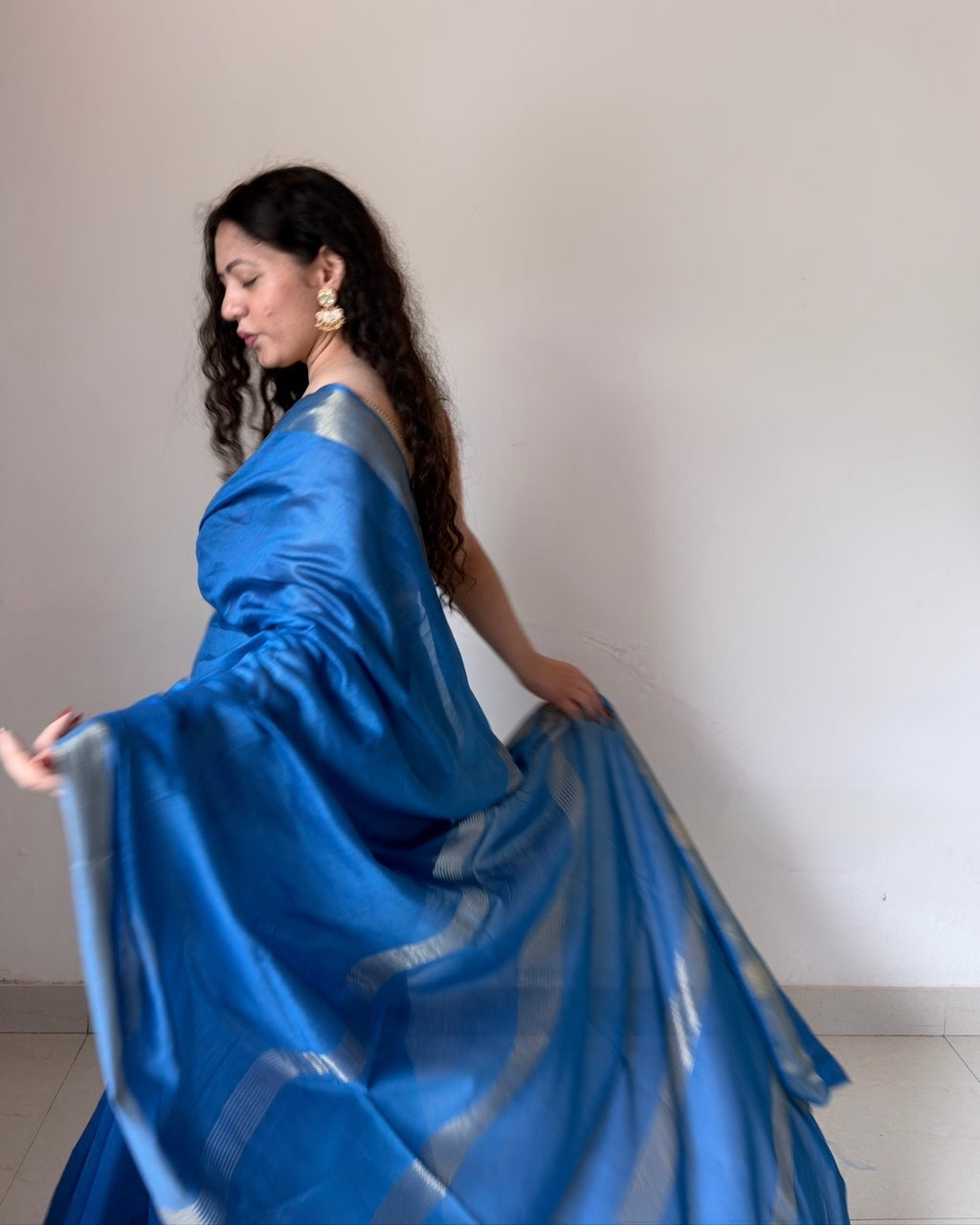 Merry | Blue Silk Cotton Saree