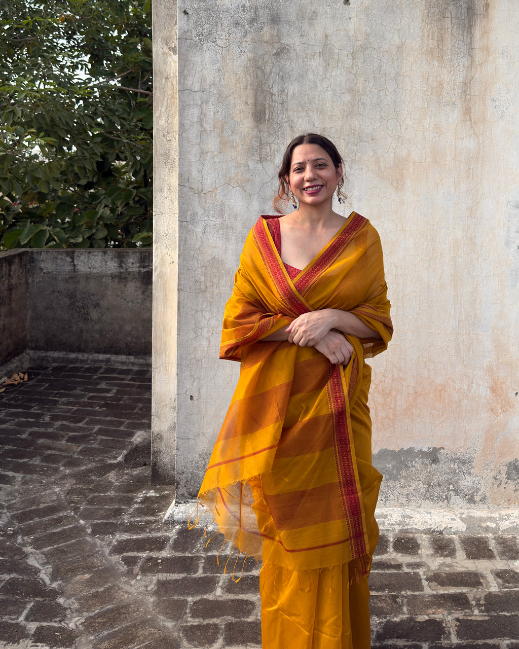 Chameli | Marigold Yellow Maheshwari Saree
