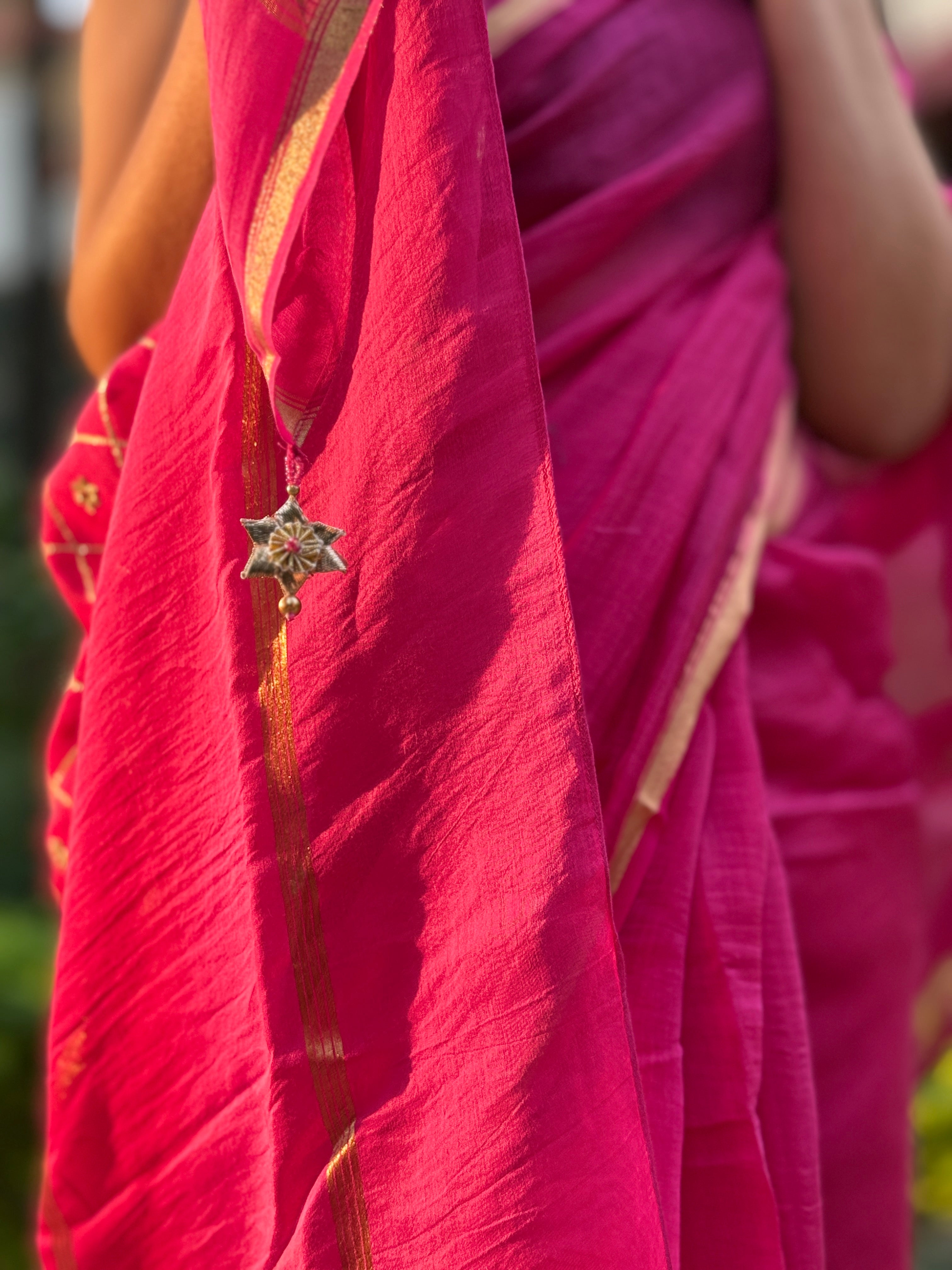 Noor | Rose Pink Embroidered Cotton Silk Saree