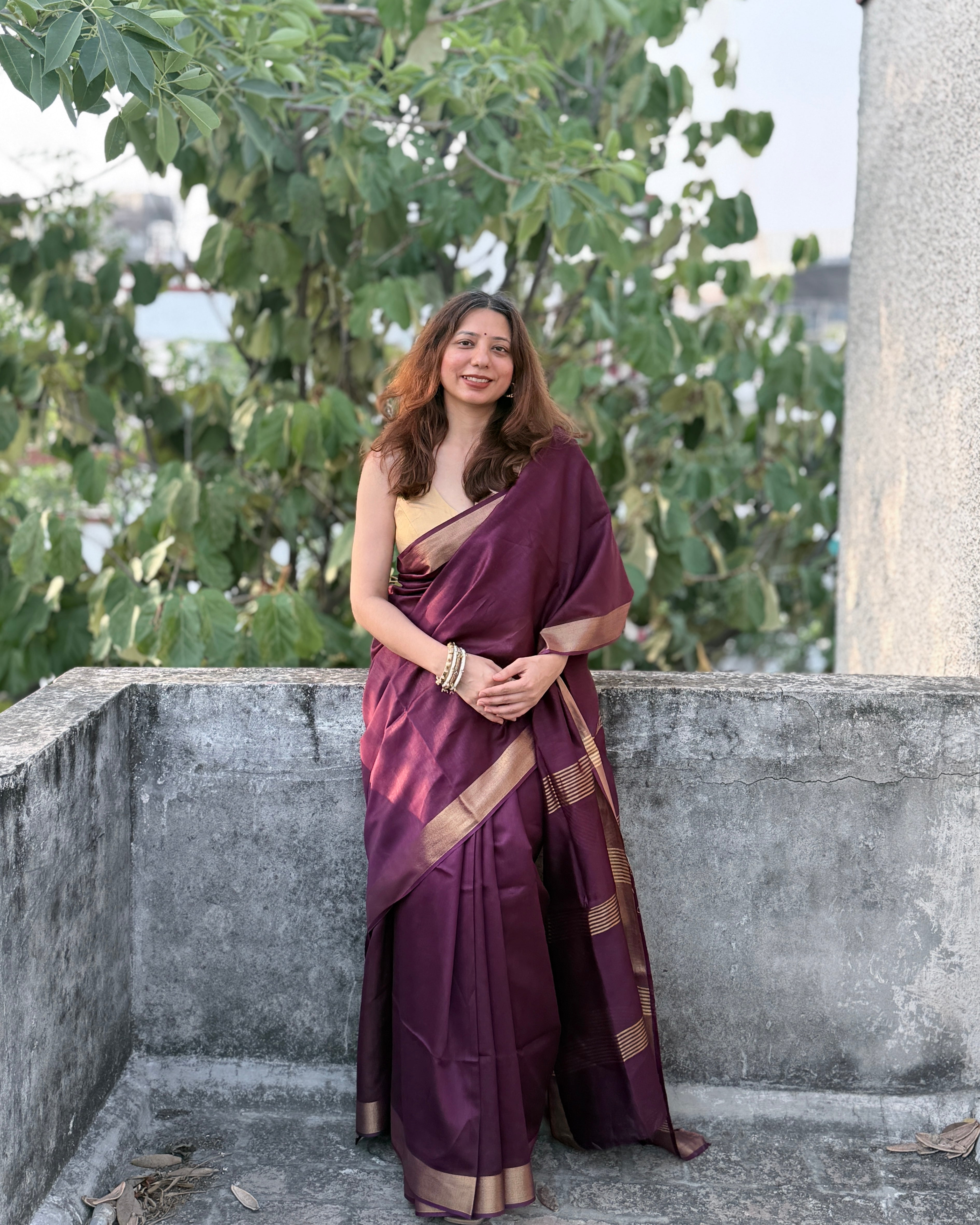 Cherry | Purple Cotton Silk Saree