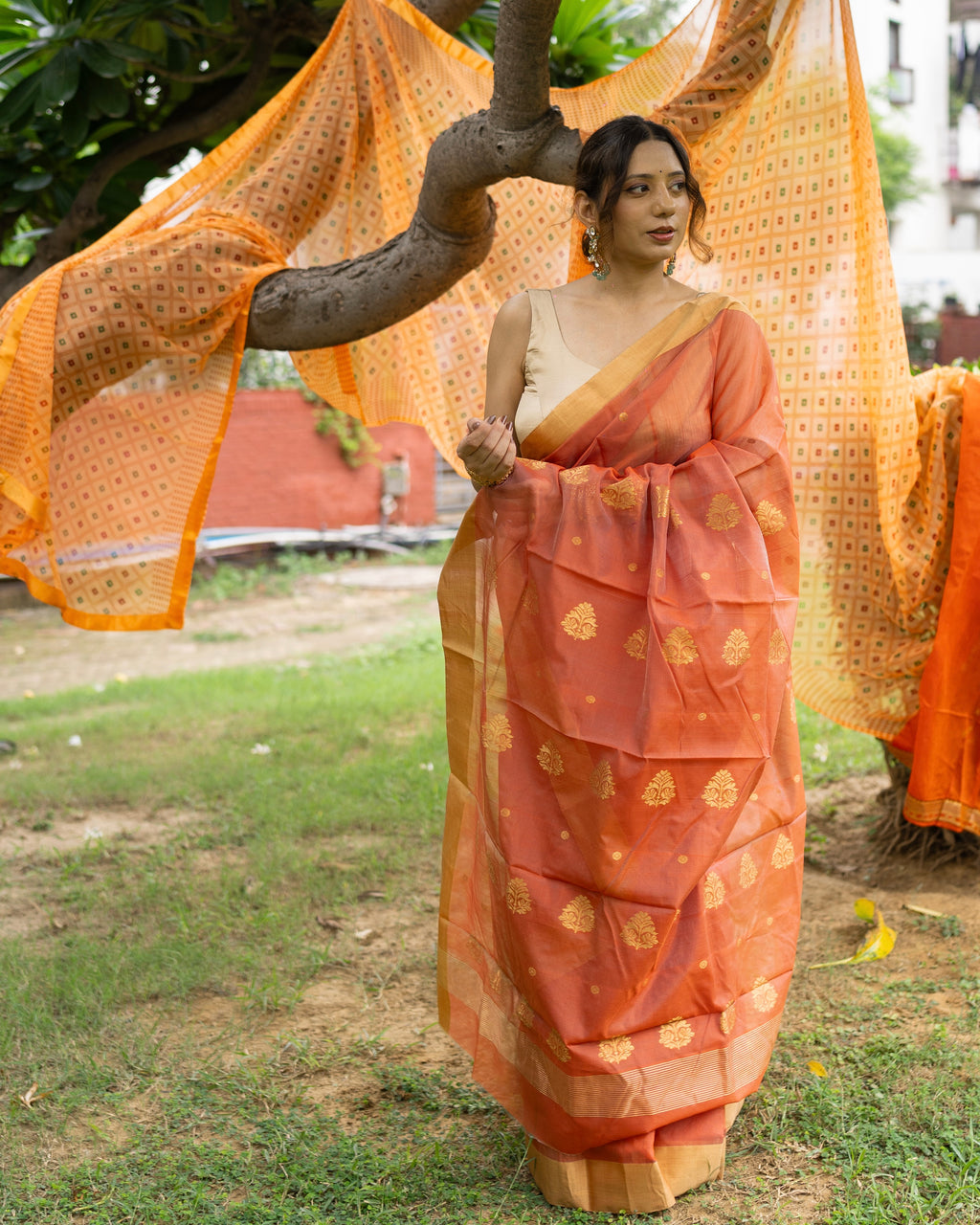 Narangi | Orange Chanderi Saree