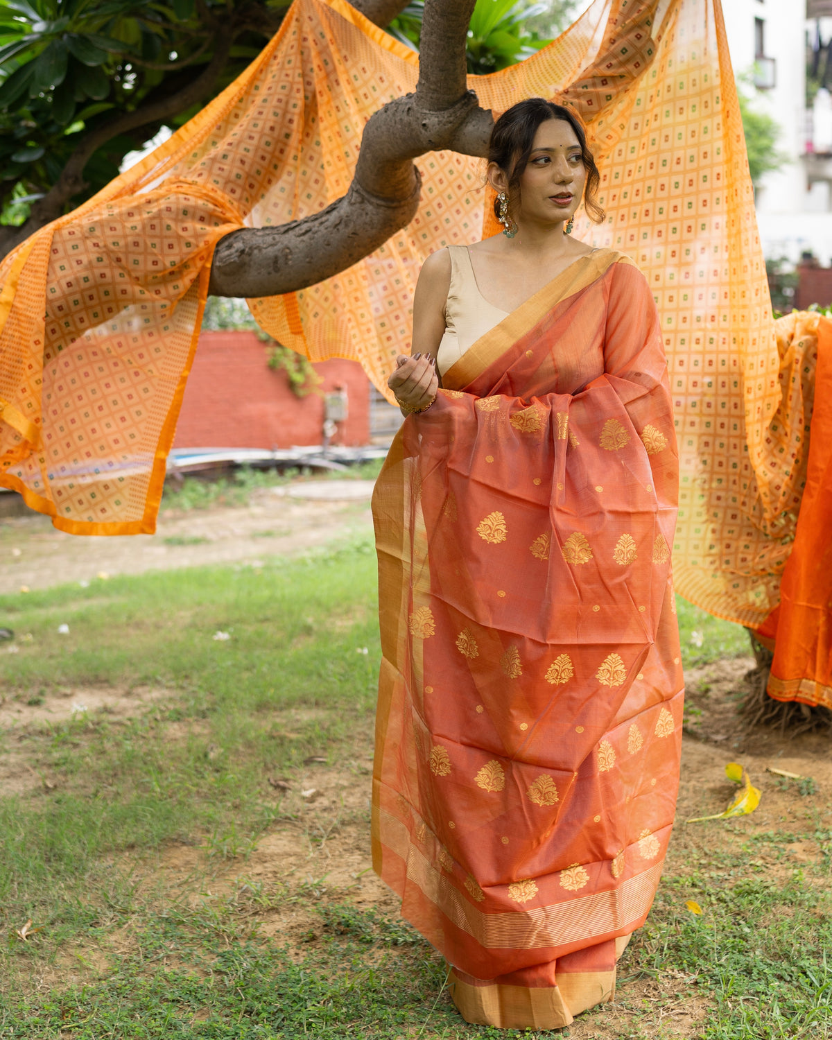 Narangi | Orange Chanderi Saree