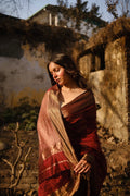 Raas | Maroon Maheshwari Saree