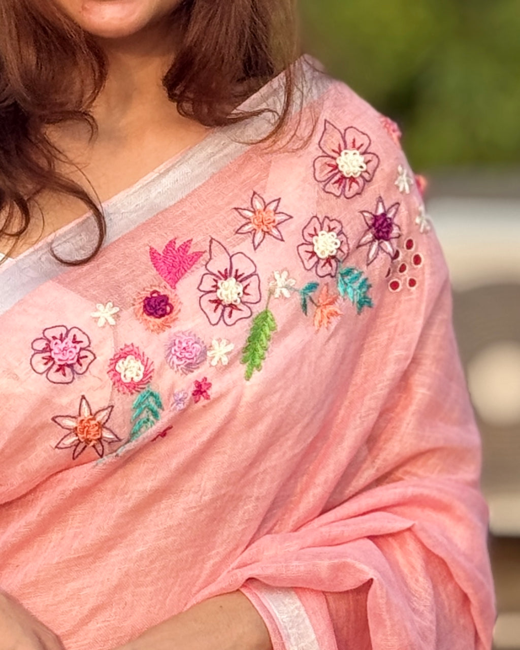 Ruhi | Embroidered Linen Saree