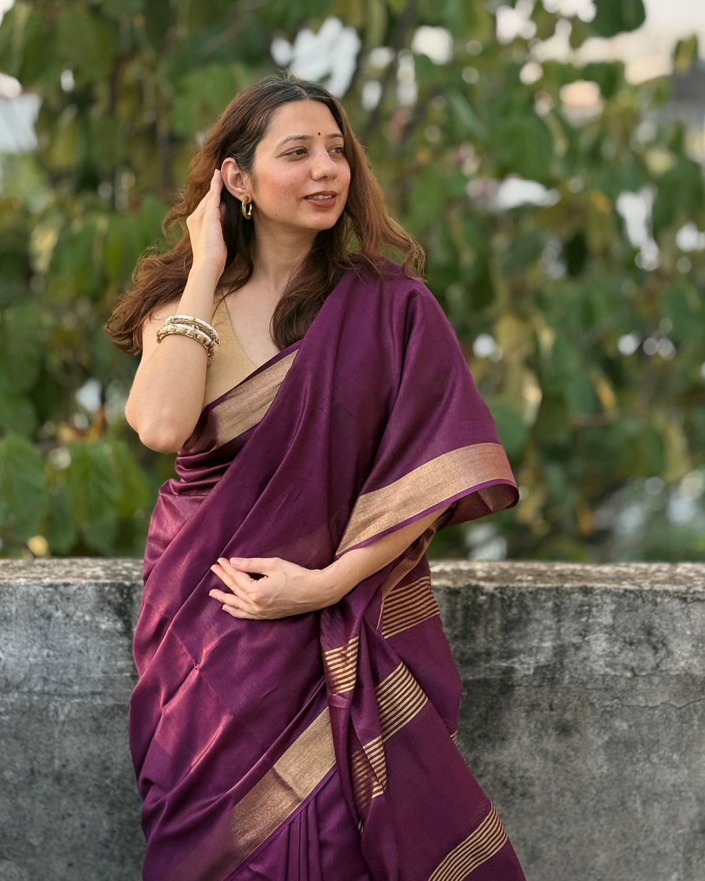 Cherry | Purple Cotton Silk Saree