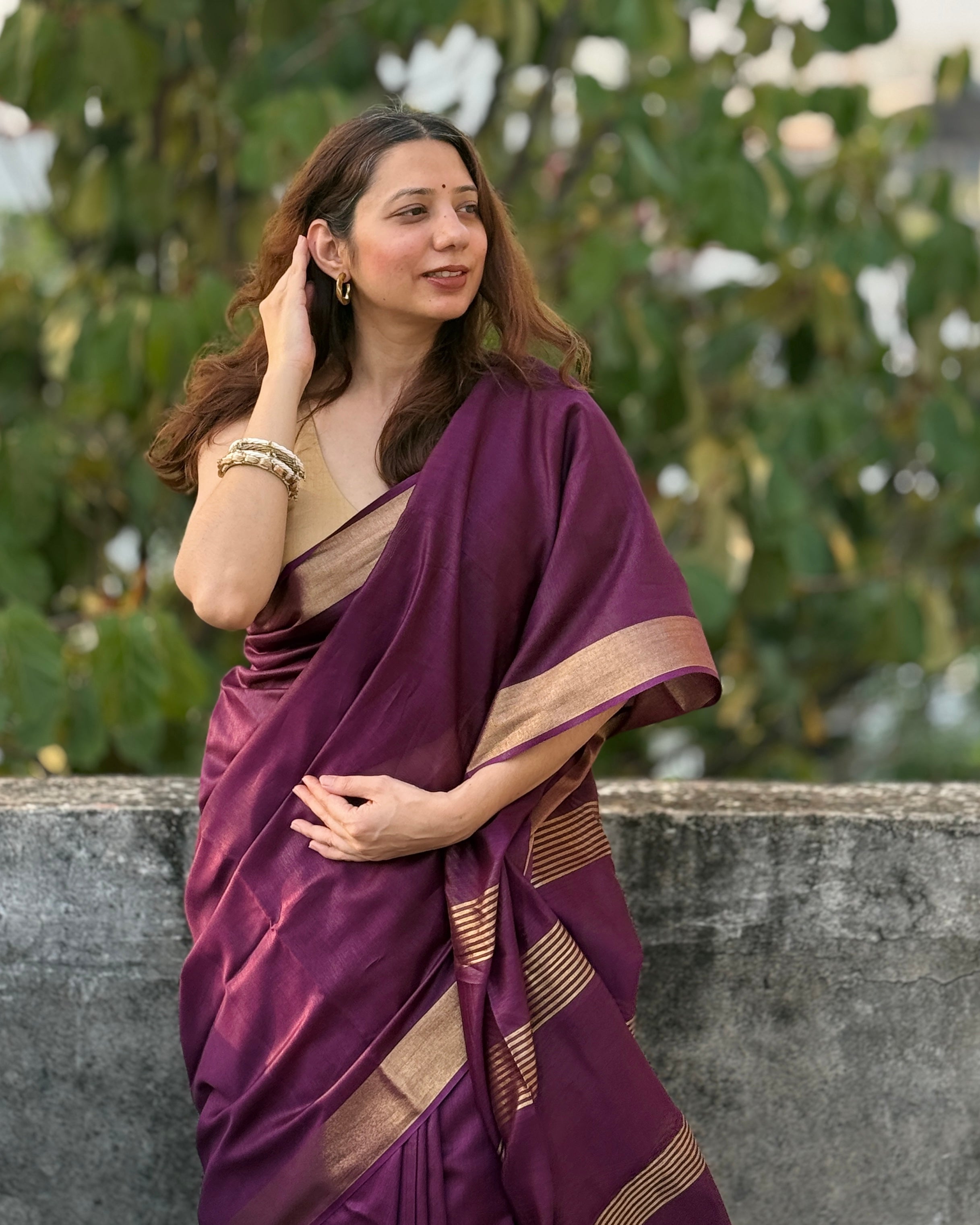 Cherry | Purple Cotton Silk Saree