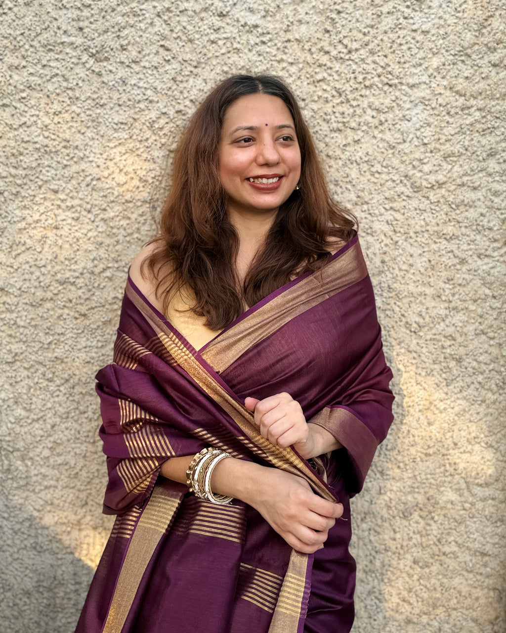 Cherry | Purple Cotton Silk Saree