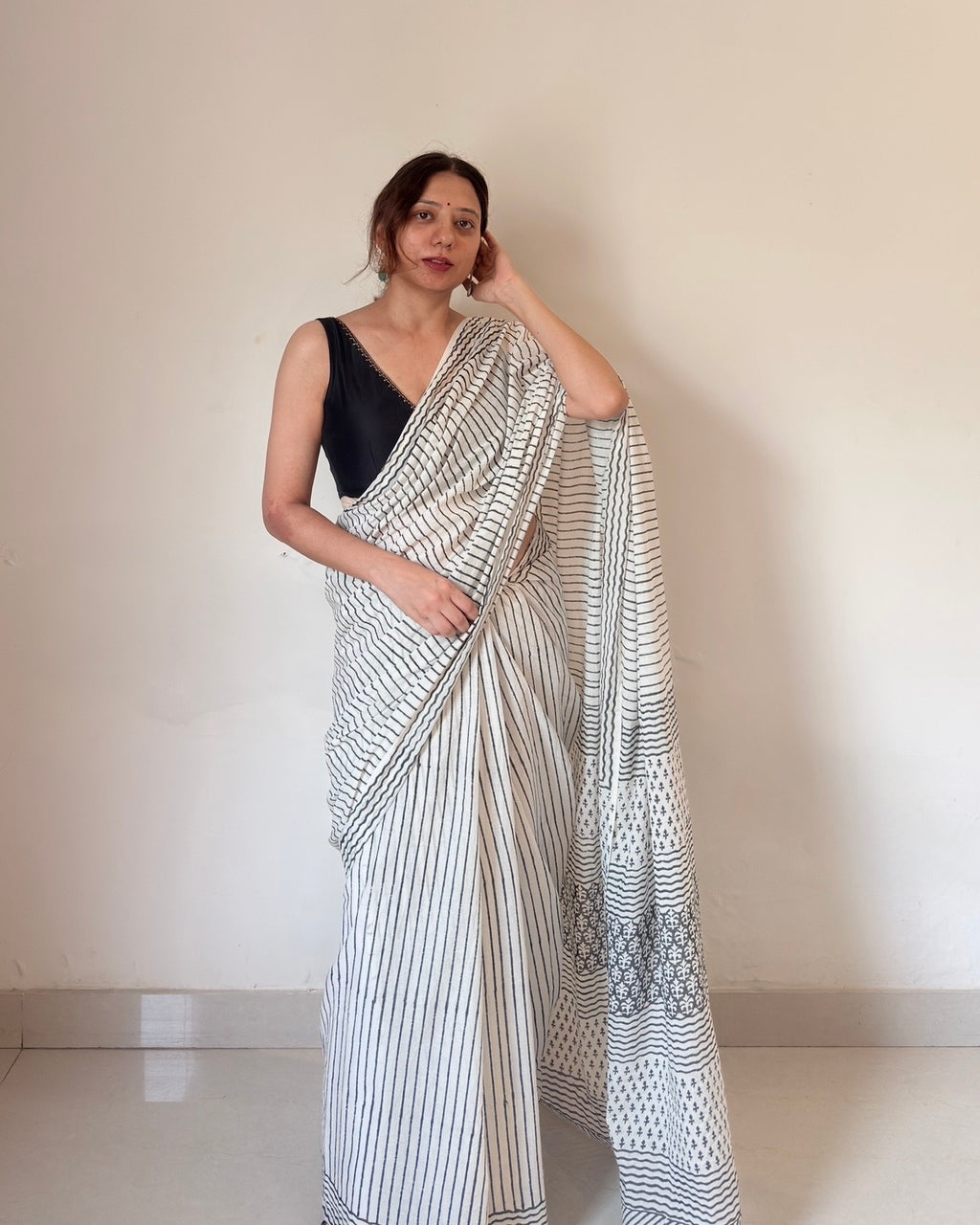 Riya | Hand Block Printed Cotton Saree