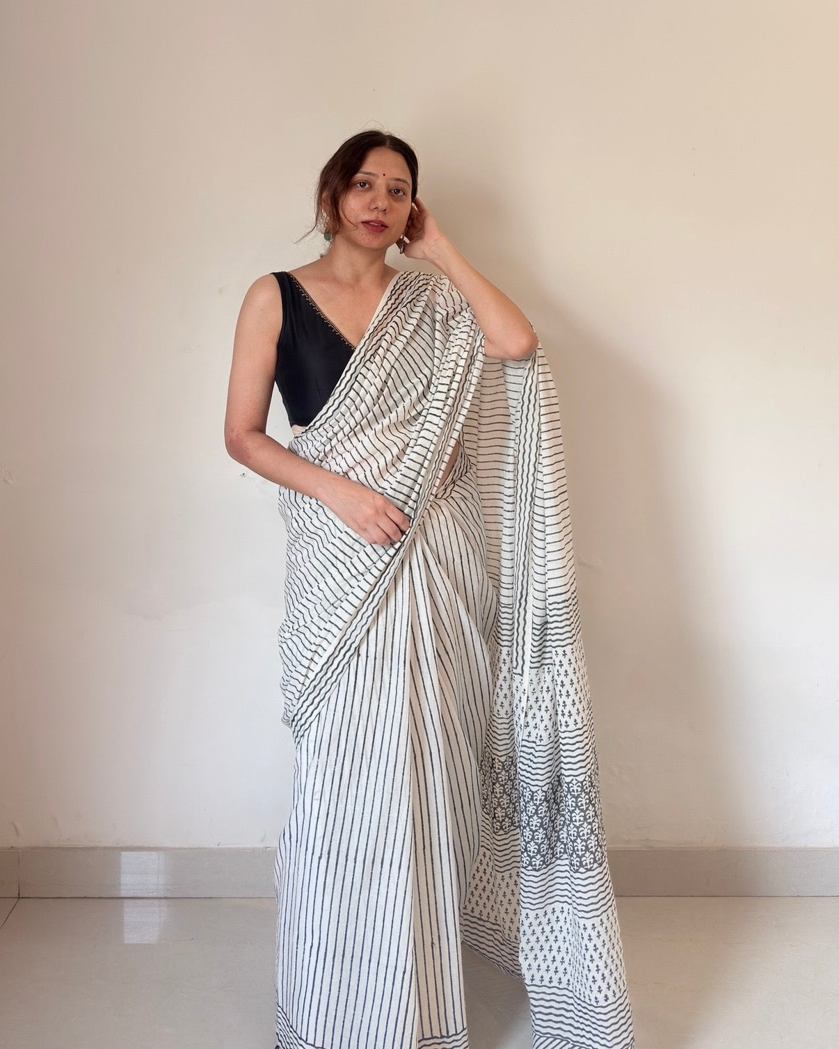 Riya | Hand Block Printed Cotton Saree