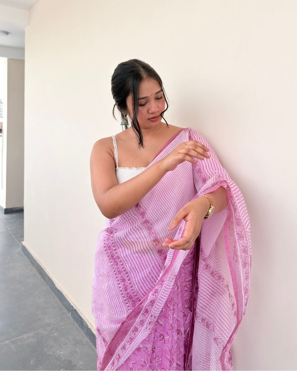 Mulberry | Printed Kota Doria Saree