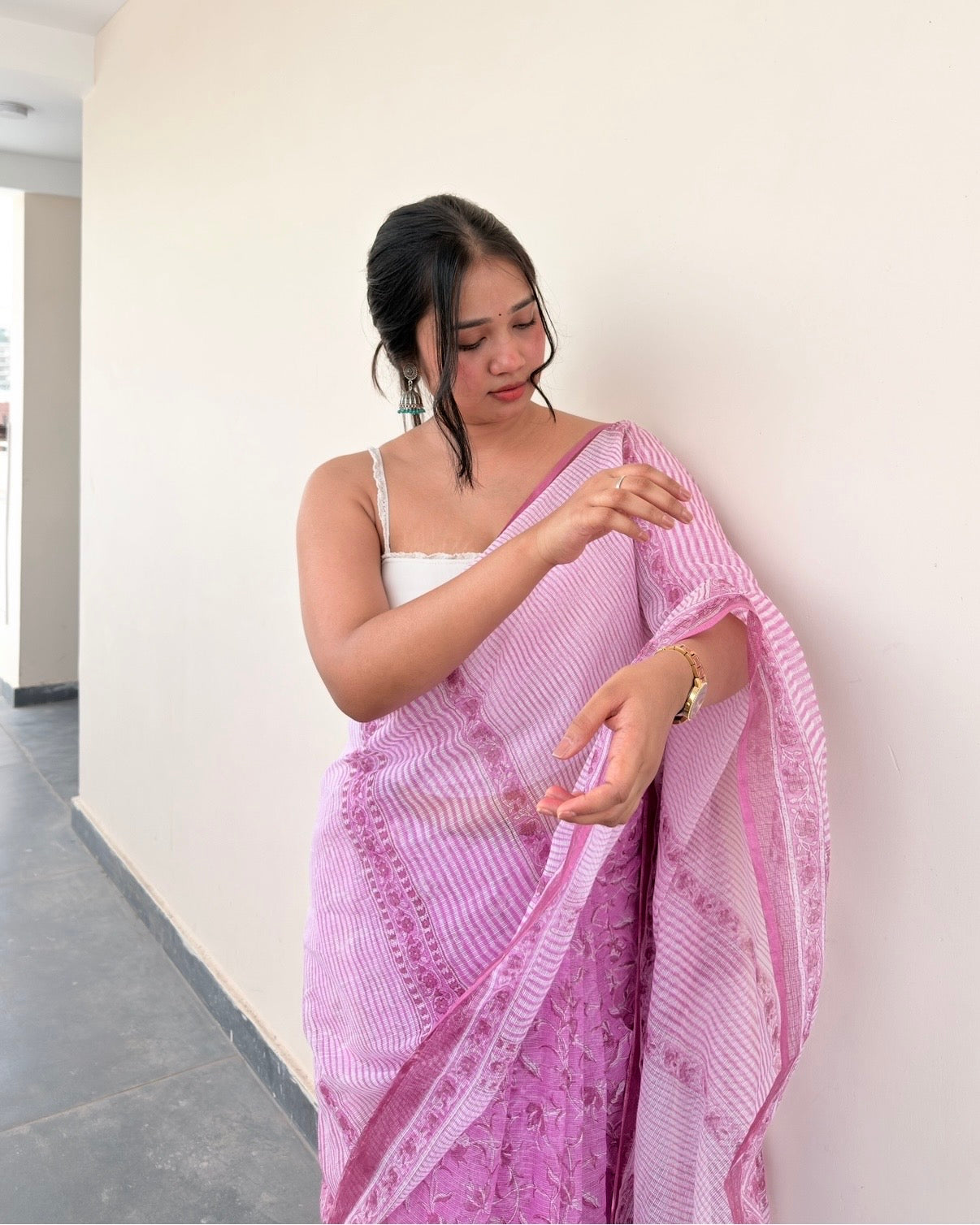 Mulberry | Printed Kota Doria Saree