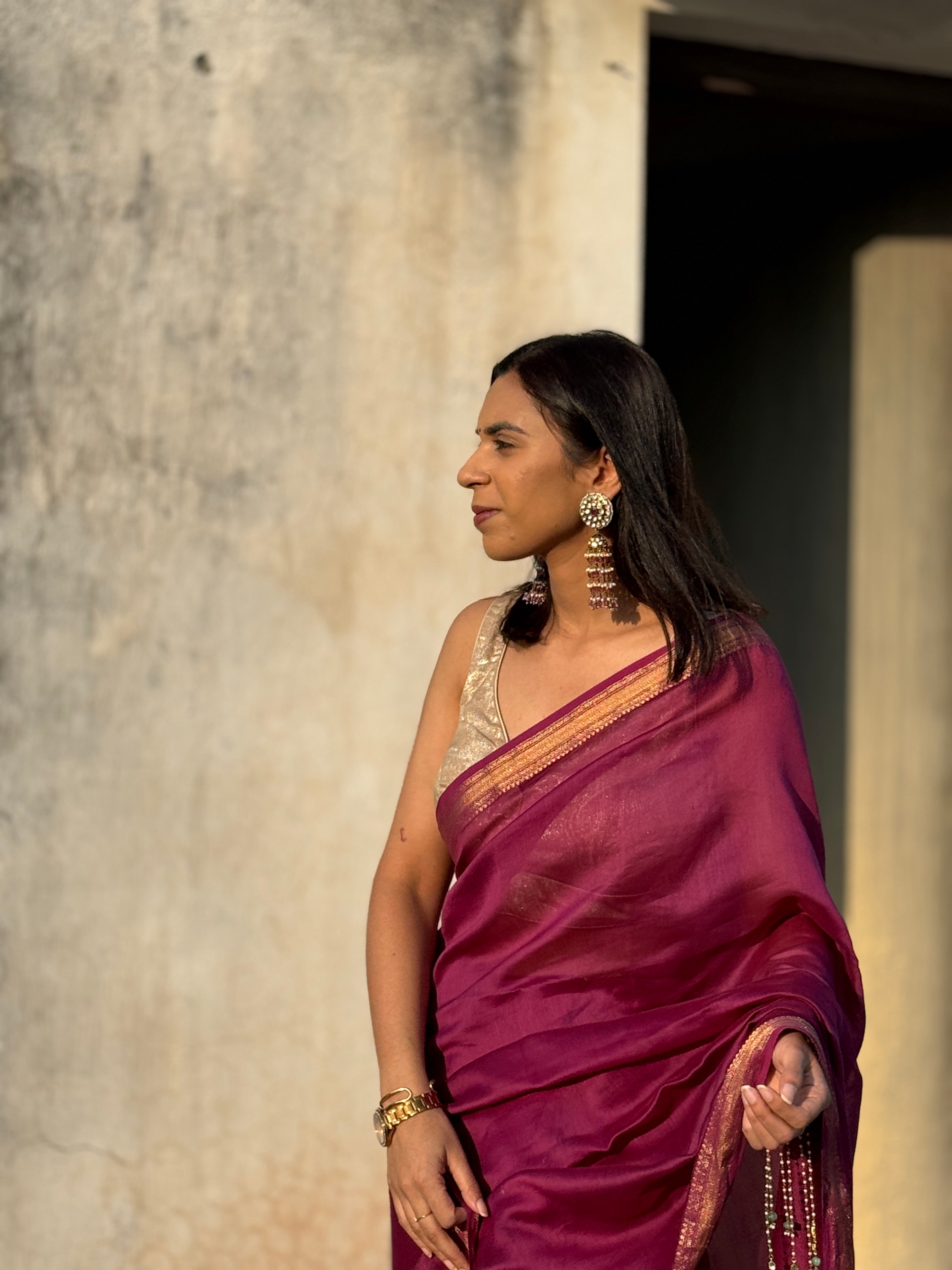 Nazaara | Purple Cotton Silk Saree