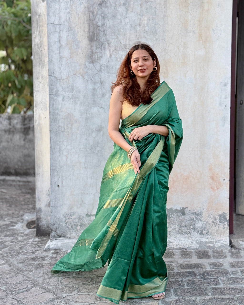 Berry | Green Silk Cotton Saree