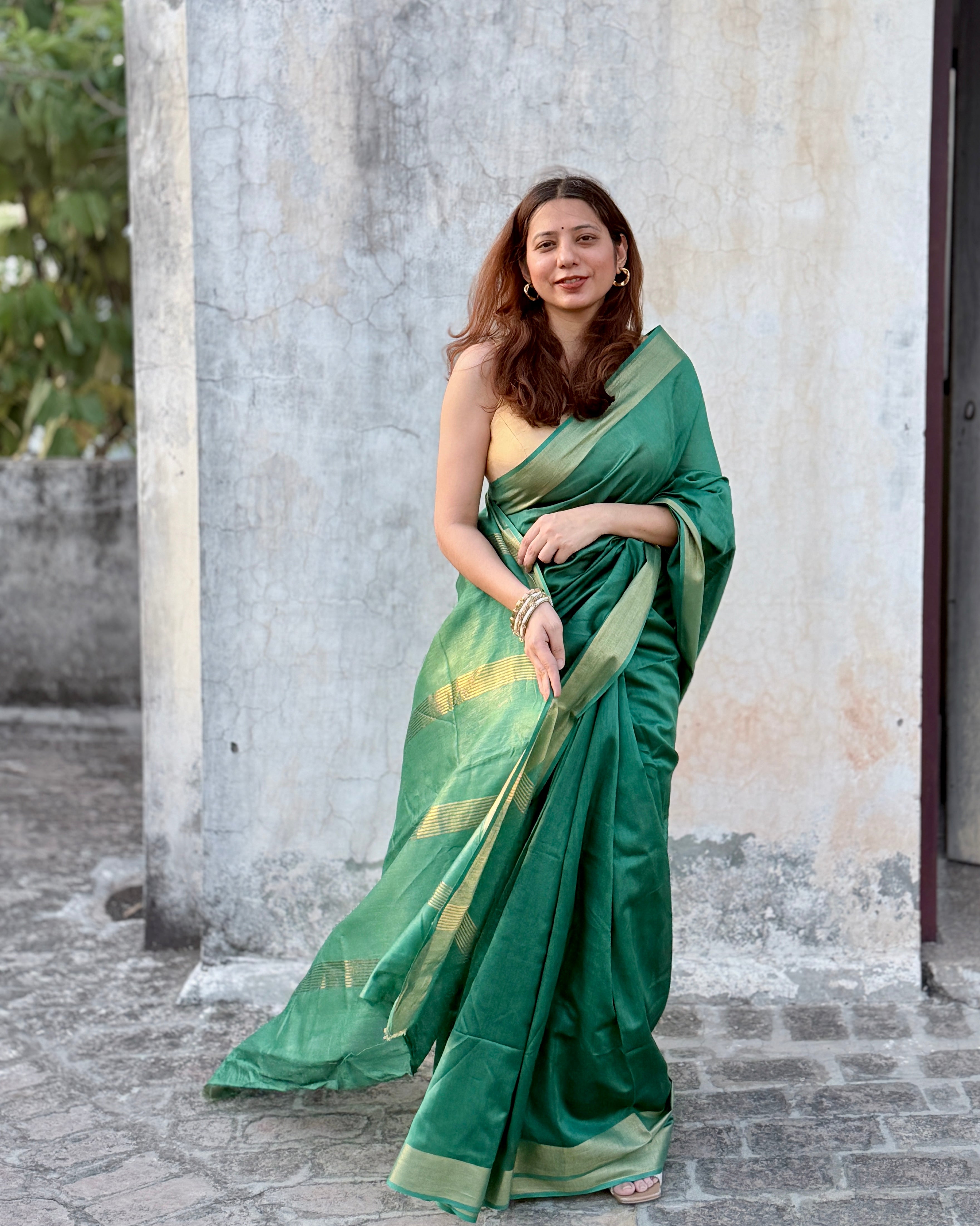 Berry | Green Silk Cotton Saree