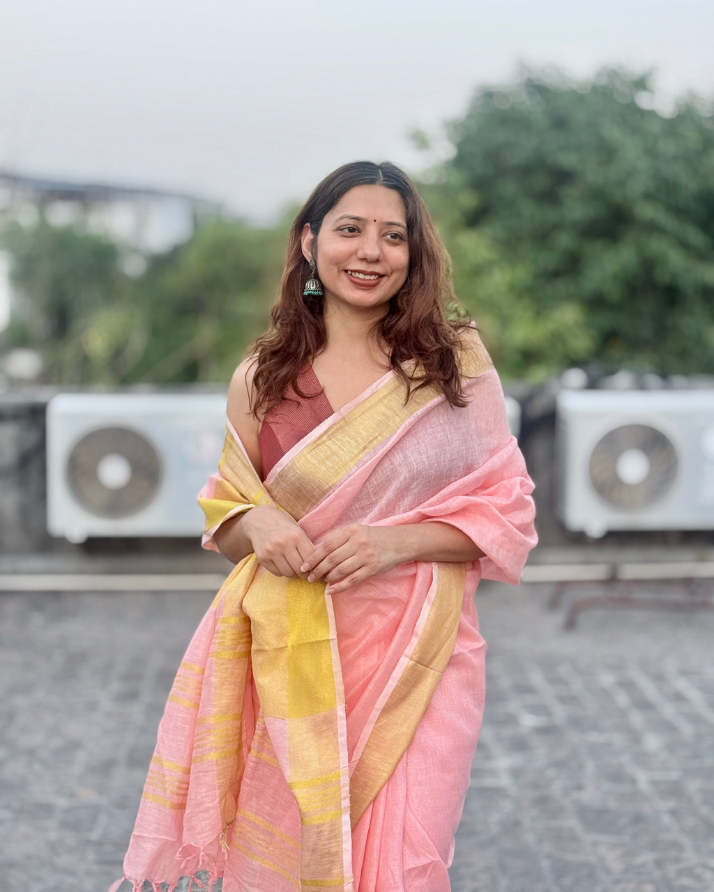 Sorbet | Pink Linen Saree