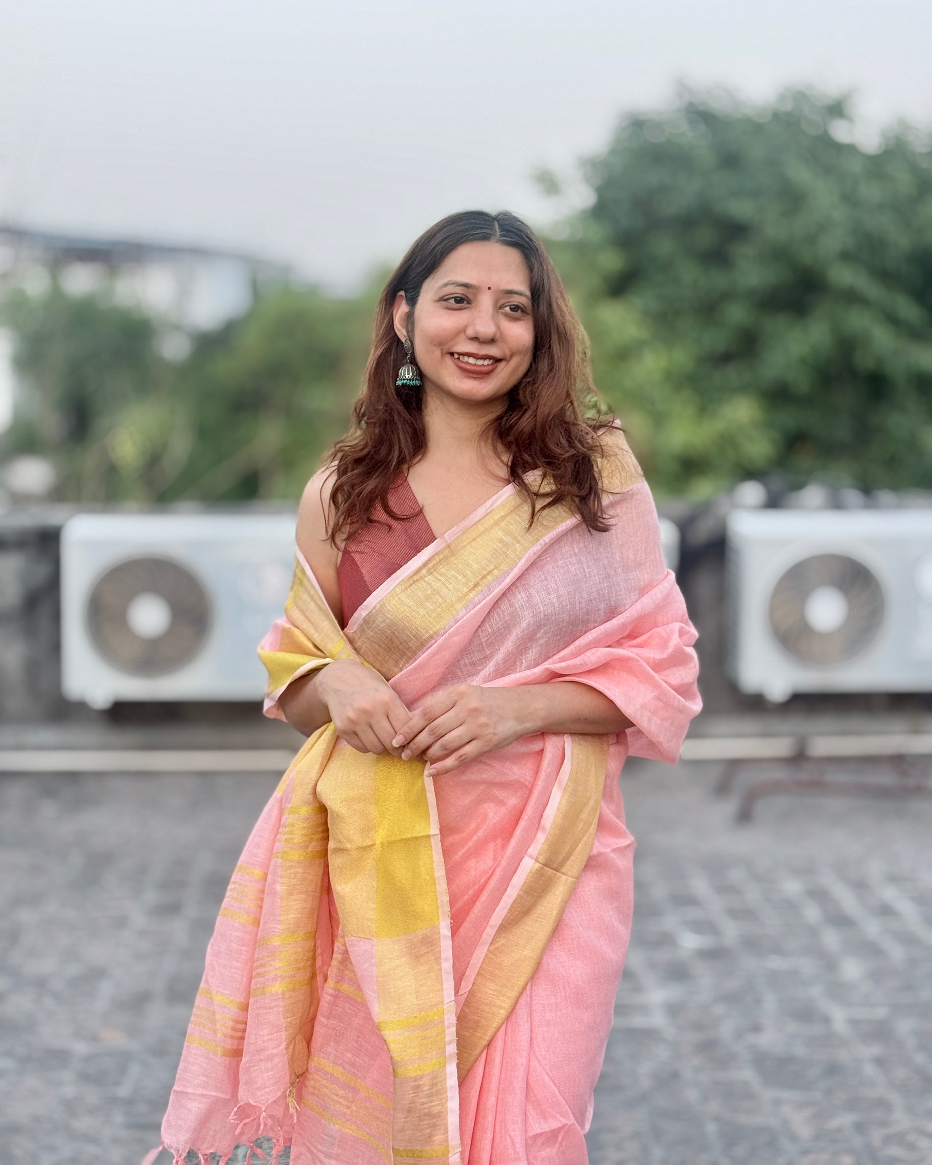 Sorbet | Pink Linen Saree