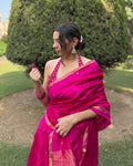 Laila | Rani Pink Chanderi Pattu Silk Saree