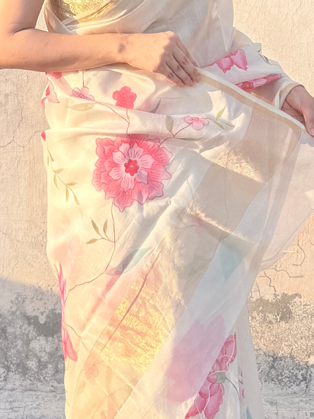 Dahlia | Maheshwari Handpainted Saree