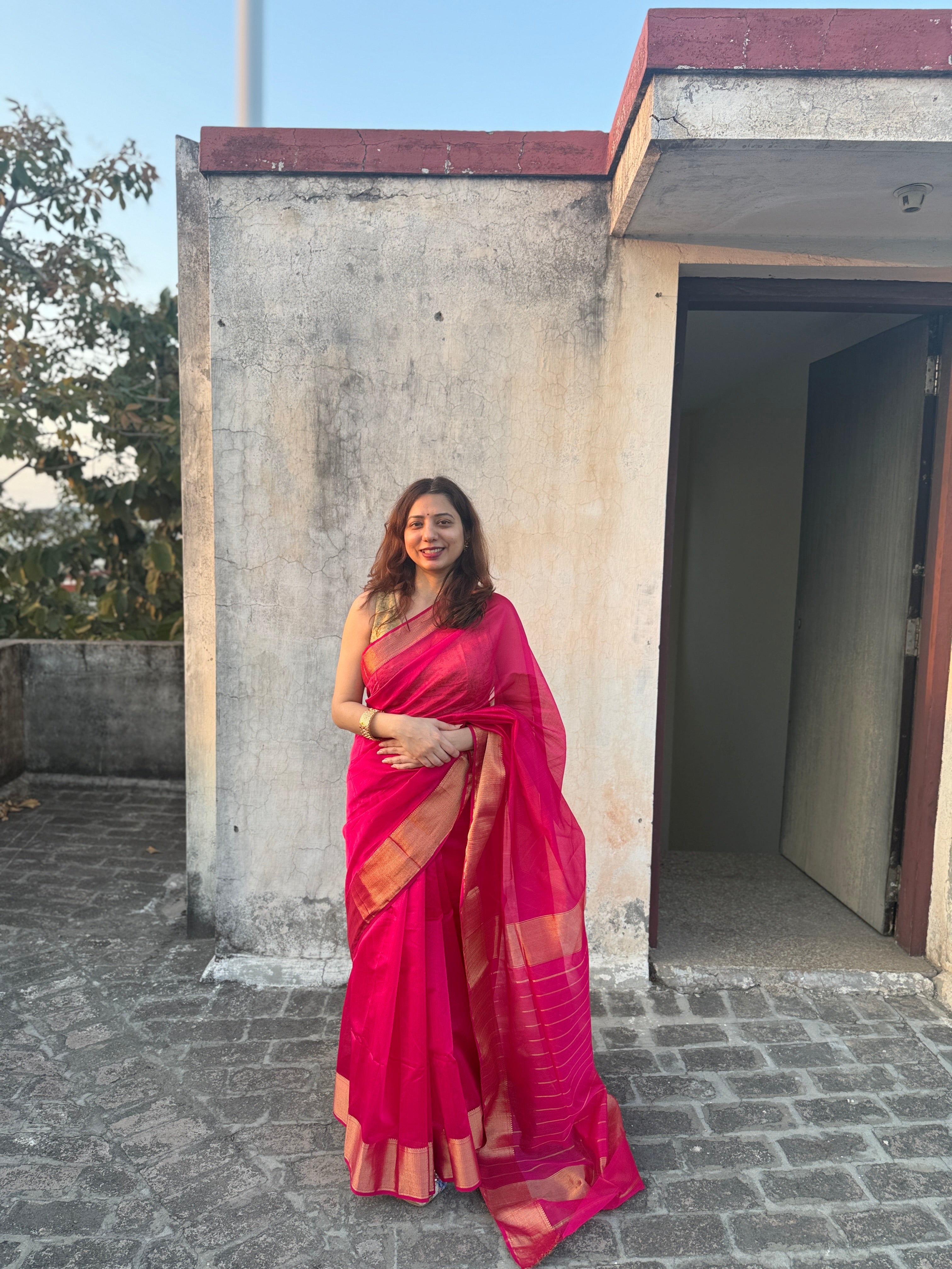 Raani | Magenta Maheshwari Saree