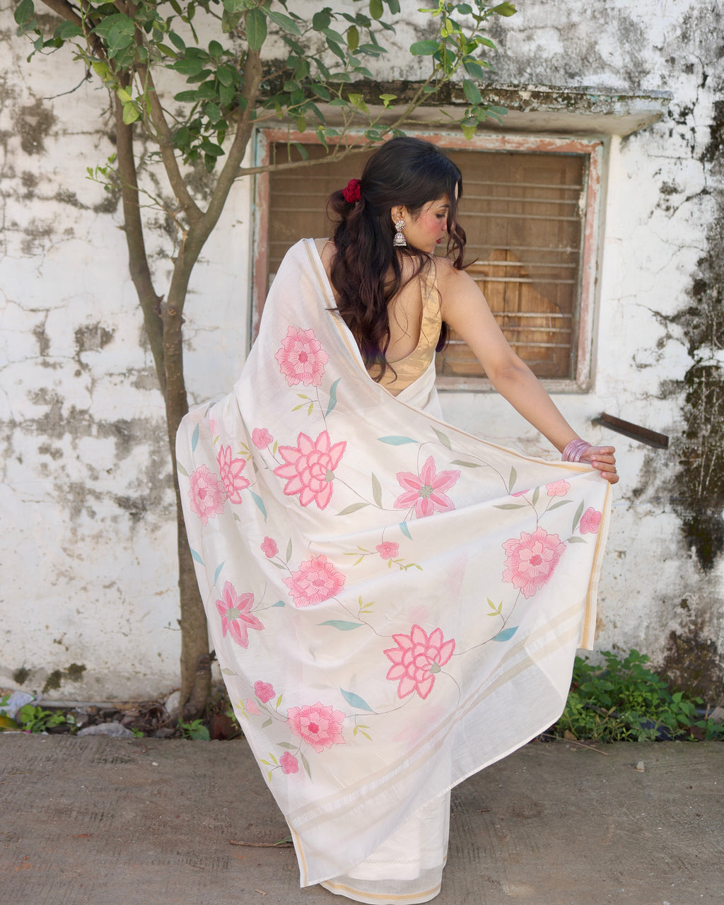 Dahlia | Maheshwari Handpainted Saree