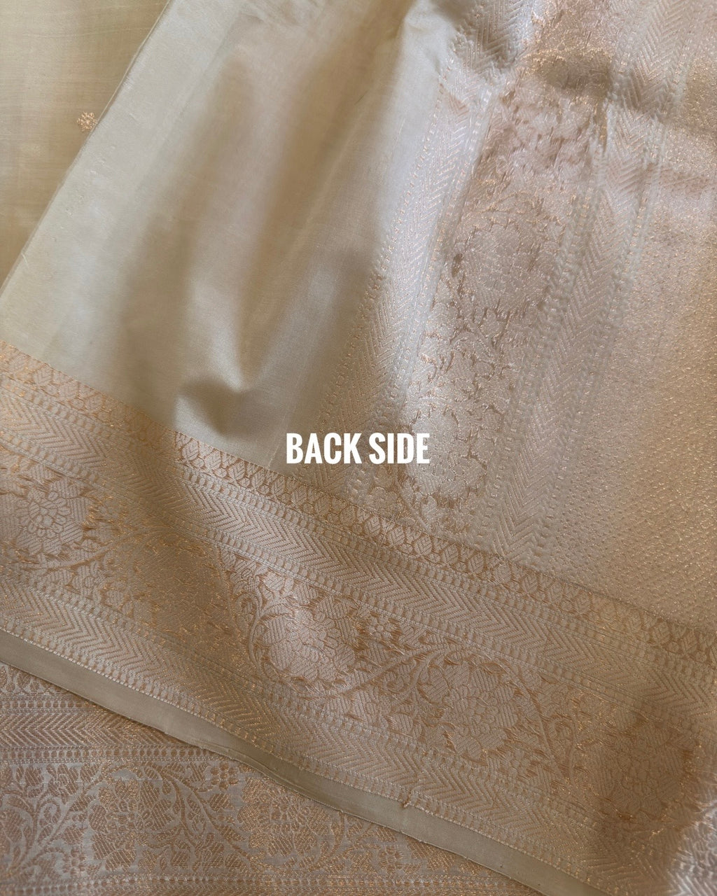Mogra | Cream Handloom Banarasi Katan Silk Saree