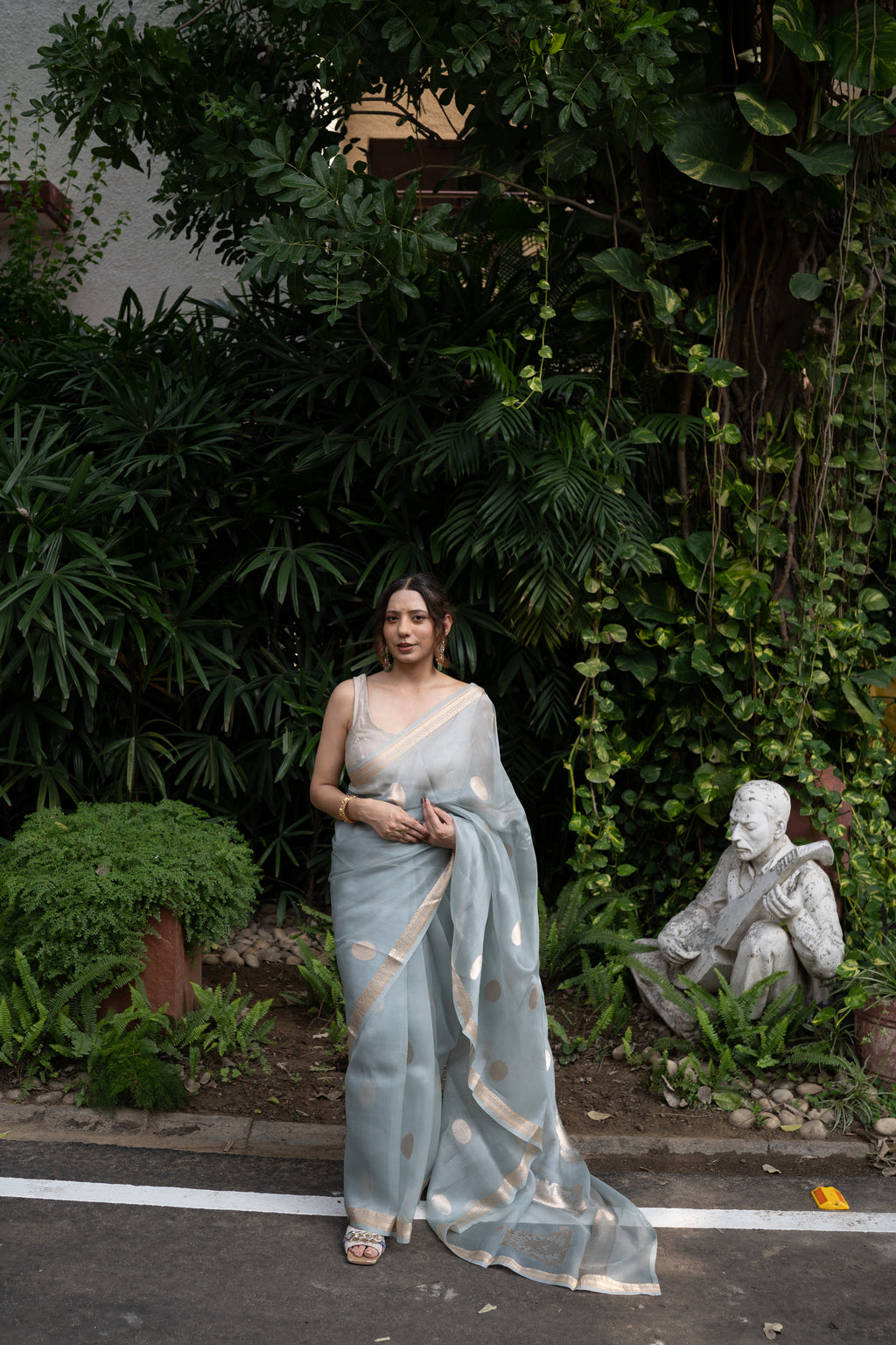 Naina | Blue Handloom Banarasi Kora Silk Saree