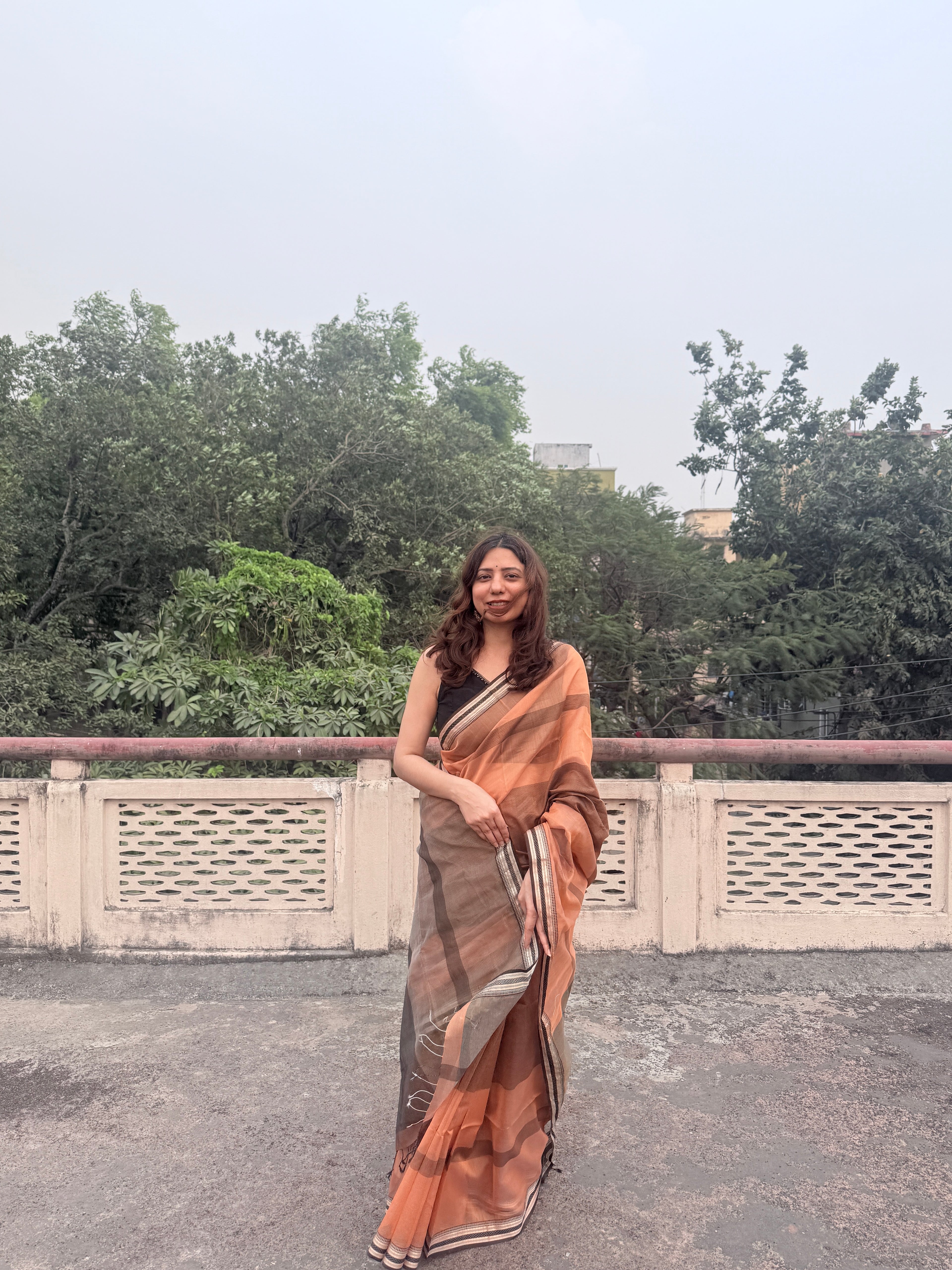 Candy | Peach Maheshwari Saree